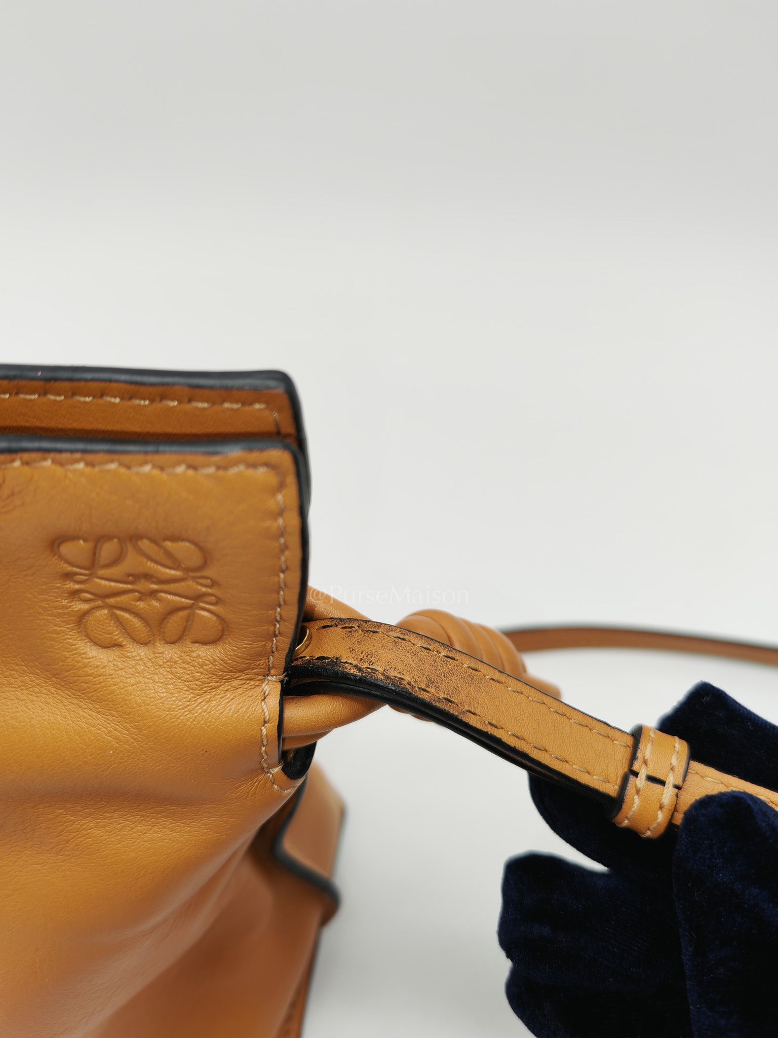 Flamenco Mini Knot Clutch Bag in Tan Calfskin Leather