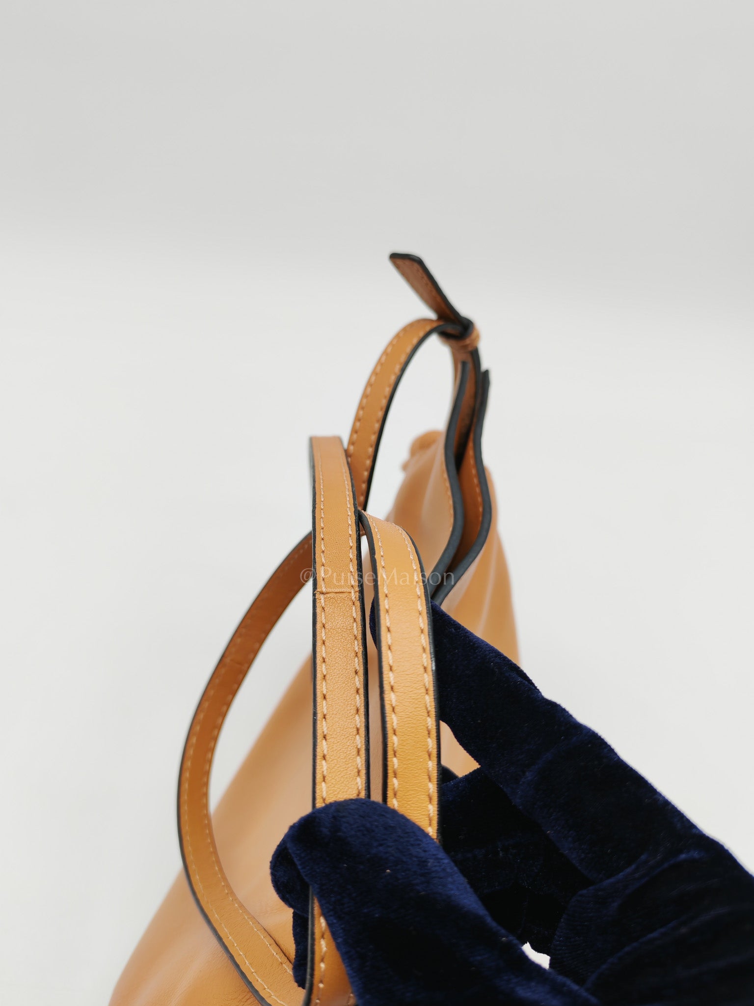 Flamenco Mini Knot Clutch Bag in Tan Calfskin Leather