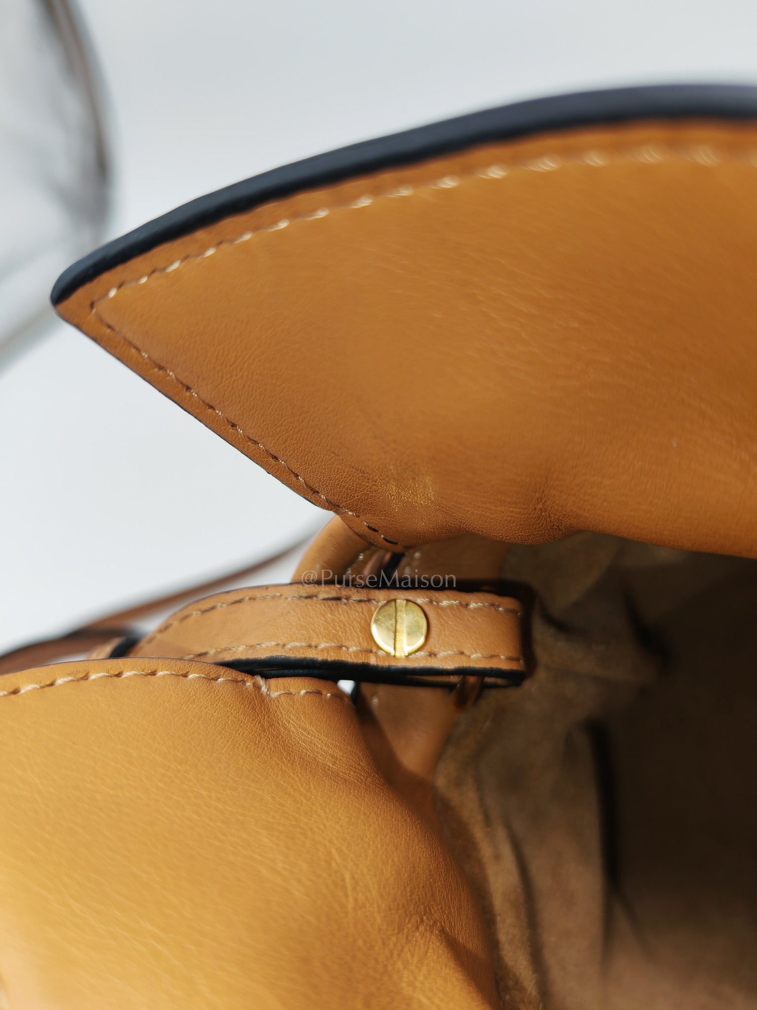 Flamenco Mini Knot Clutch Bag in Tan Calfskin Leather
