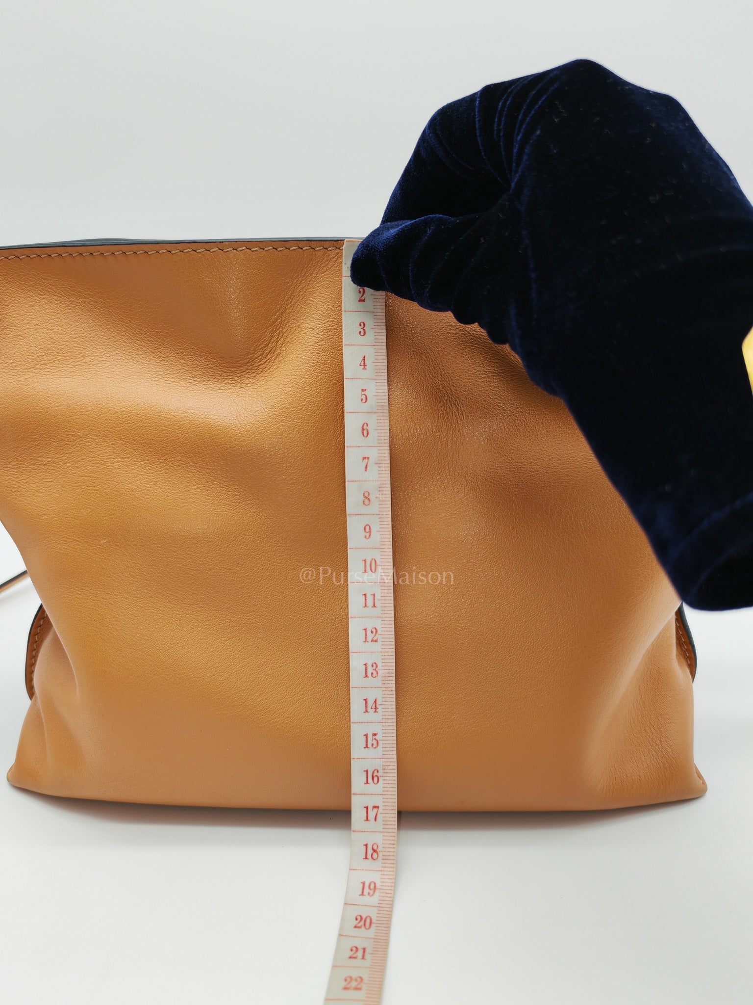 Flamenco Mini Knot Clutch Bag in Tan Calfskin Leather
