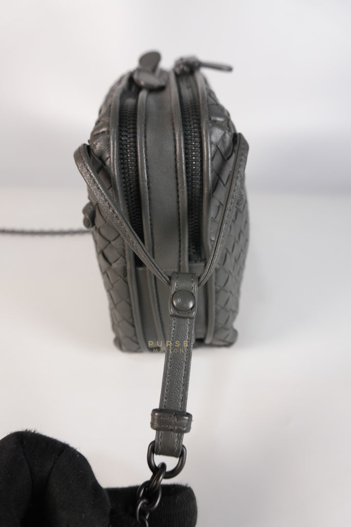 Nodini Intrecciato Gray Nappa Crossbody Bag | Purse Maison Luxury Bags Shop