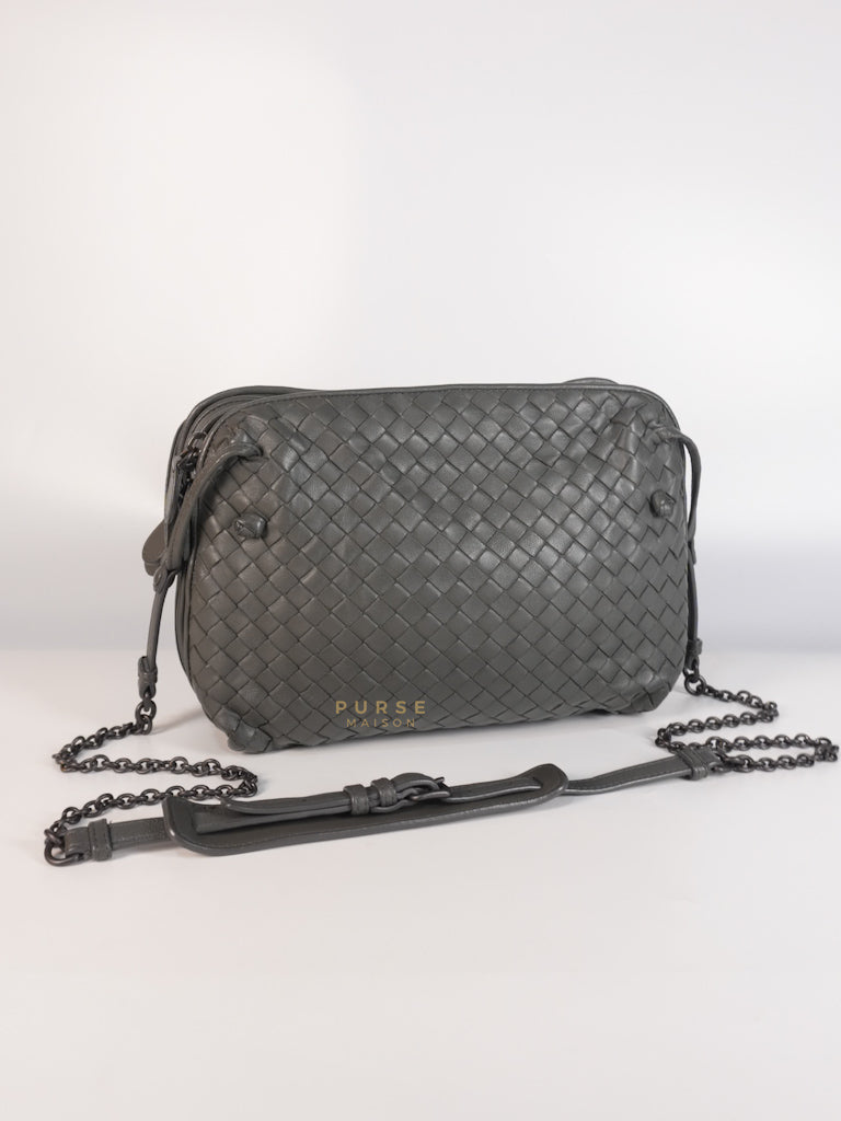 Nodini Intrecciato Gray Nappa Crossbody Bag | Purse Maison Luxury Bags Shop
