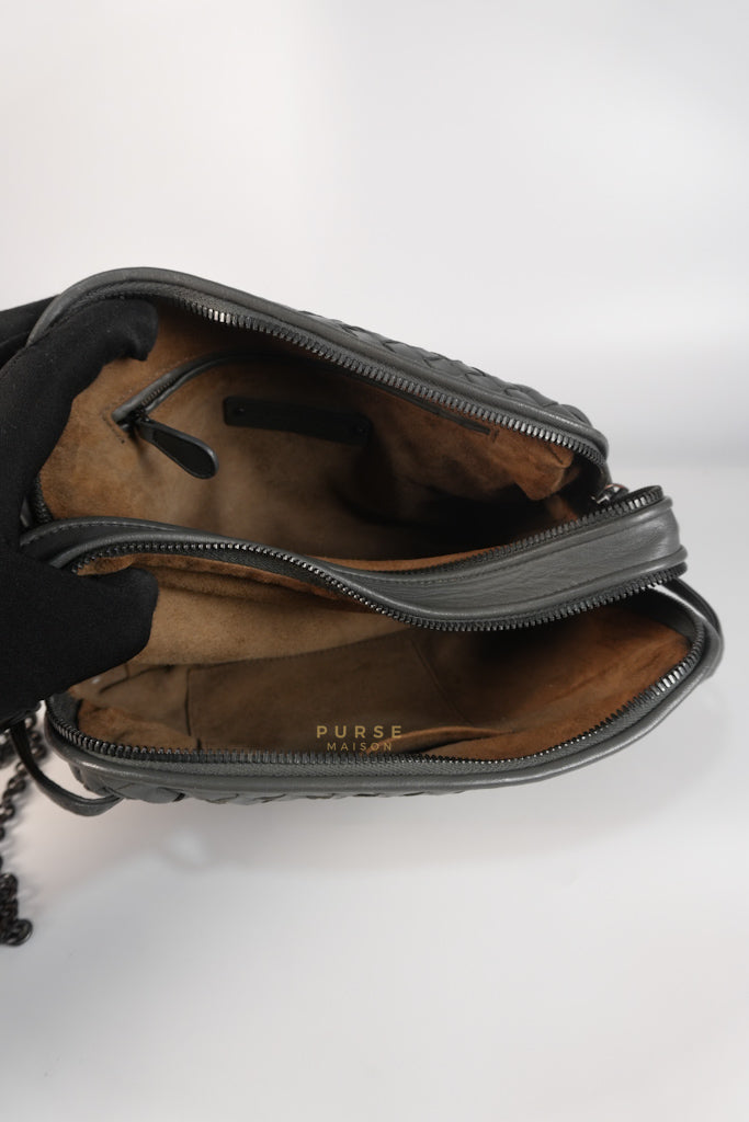 Nodini Intrecciato Gray Nappa Crossbody Bag | Purse Maison Luxury Bags Shop