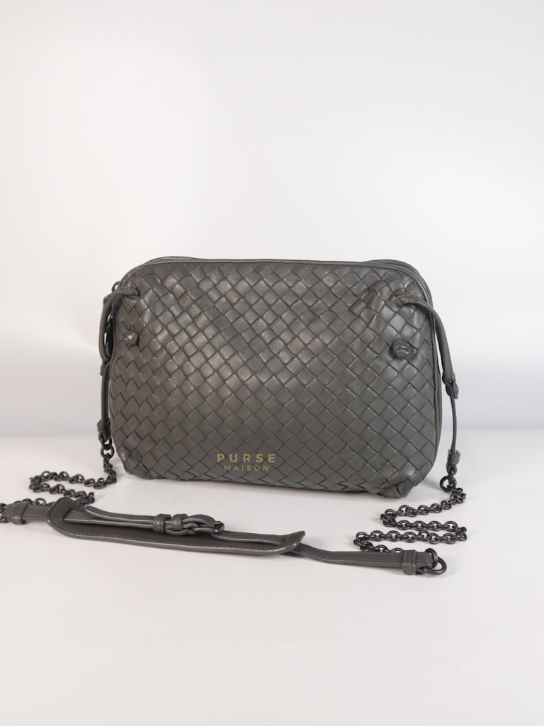 Nodini Intrecciato Gray Nappa Crossbody Bag | Purse Maison Luxury Bags Shop