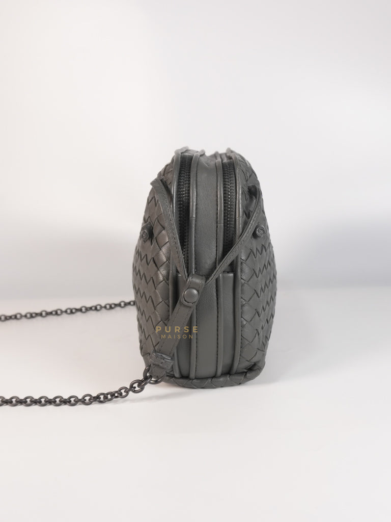Nodini Intrecciato Gray Nappa Crossbody Bag | Purse Maison Luxury Bags Shop