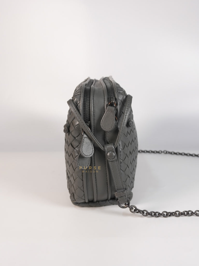 Nodini Intrecciato Gray Nappa Crossbody Bag | Purse Maison Luxury Bags Shop