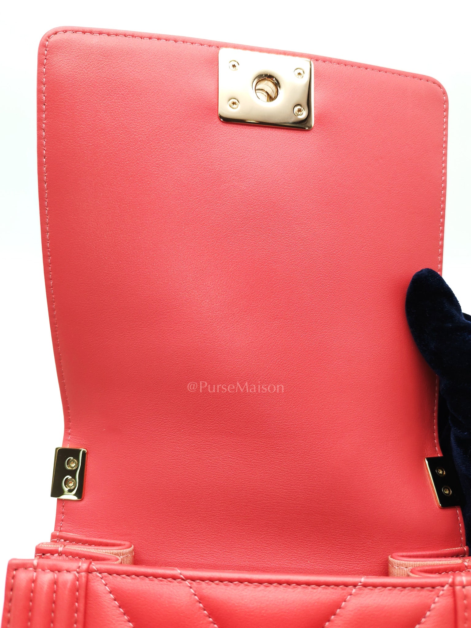 North South Boy Bag in Pink Lambskin Leather and Light Gold Hardware Series 29 | Purse Maison Luxury Bags Shop