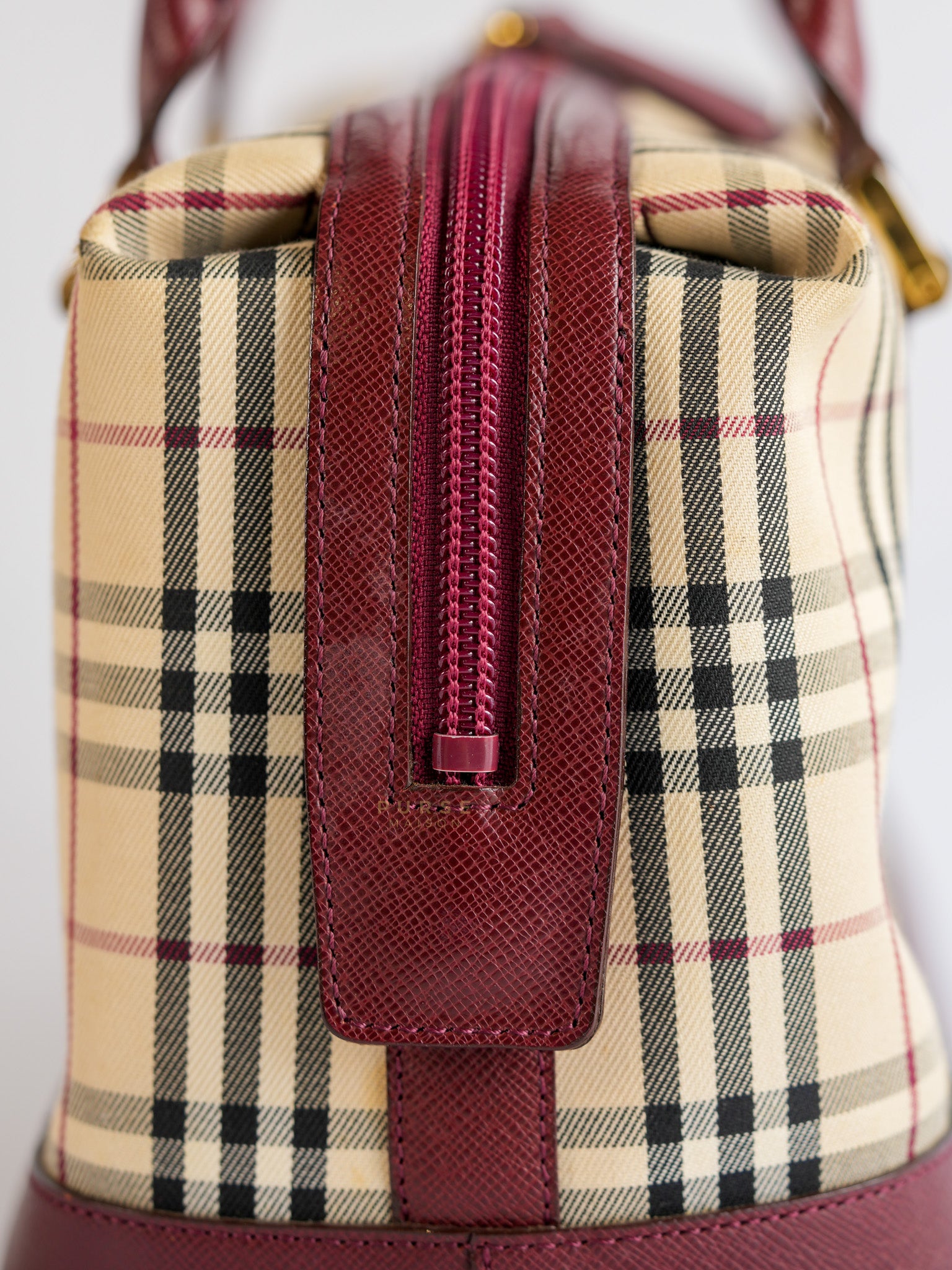 Nova Check Nylon Shoulder Bag Beige Checkered | Purse Maison Luxury Bags Shop