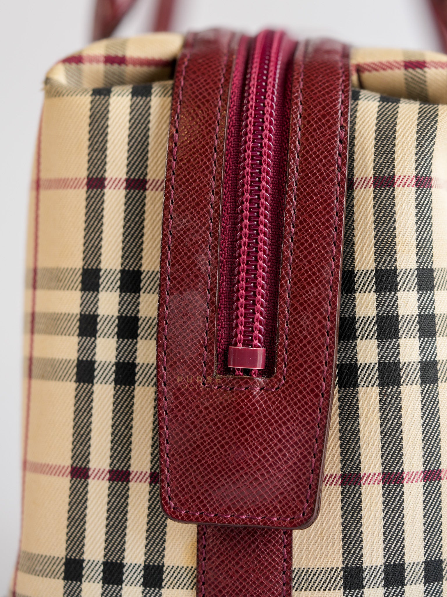 Nova Check Nylon Shoulder Bag Beige Checkered | Purse Maison Luxury Bags Shop