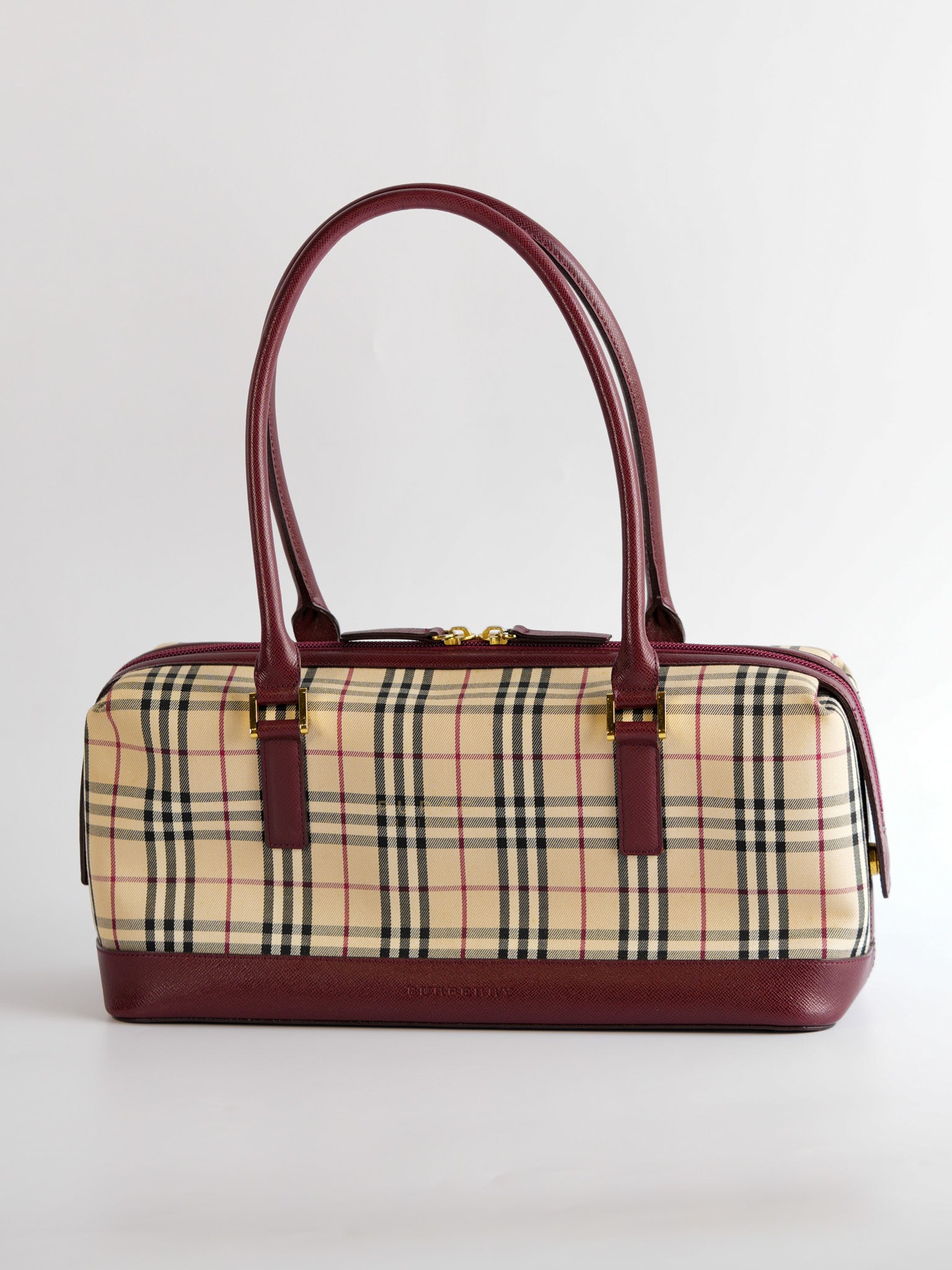 Nova Check Nylon Shoulder Bag Beige Checkered | Purse Maison Luxury Bags Shop