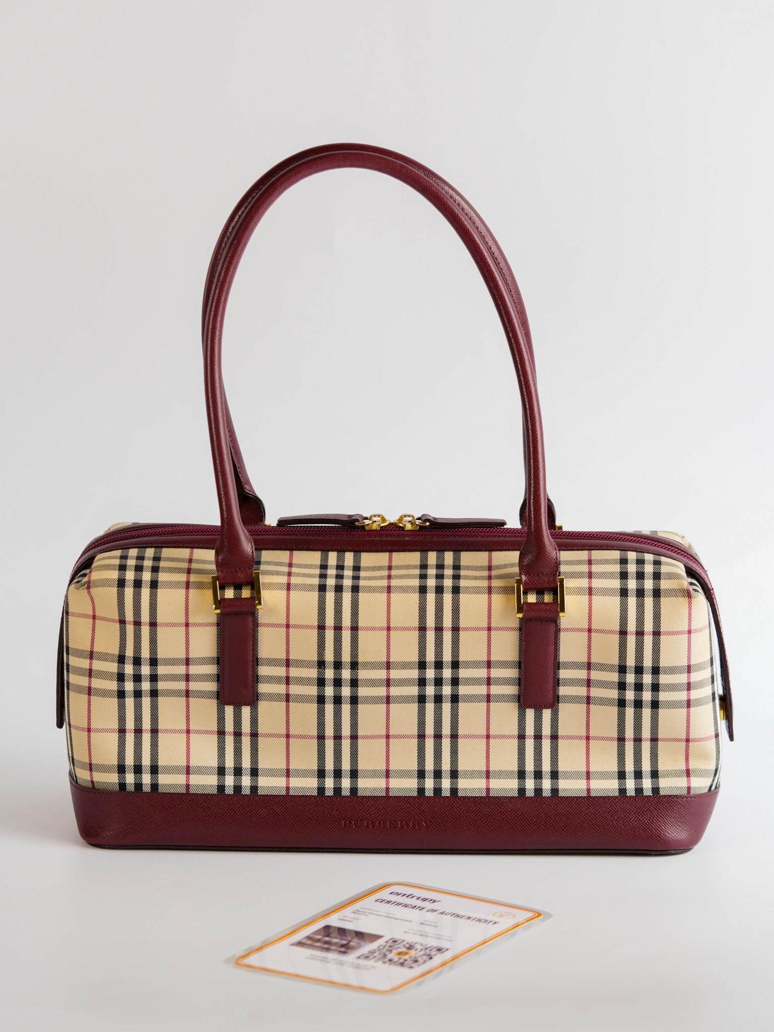 Nova Check Nylon Shoulder Bag Beige Checkered | Purse Maison Luxury Bags Shop