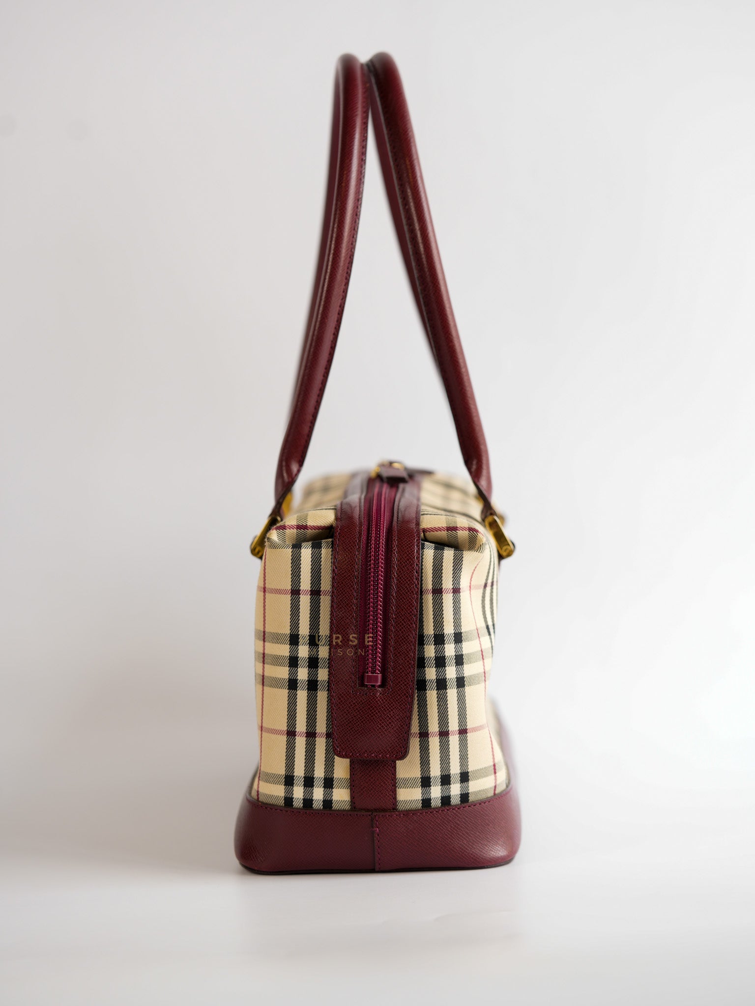 Nova Check Nylon Shoulder Bag Beige Checkered | Purse Maison Luxury Bags Shop