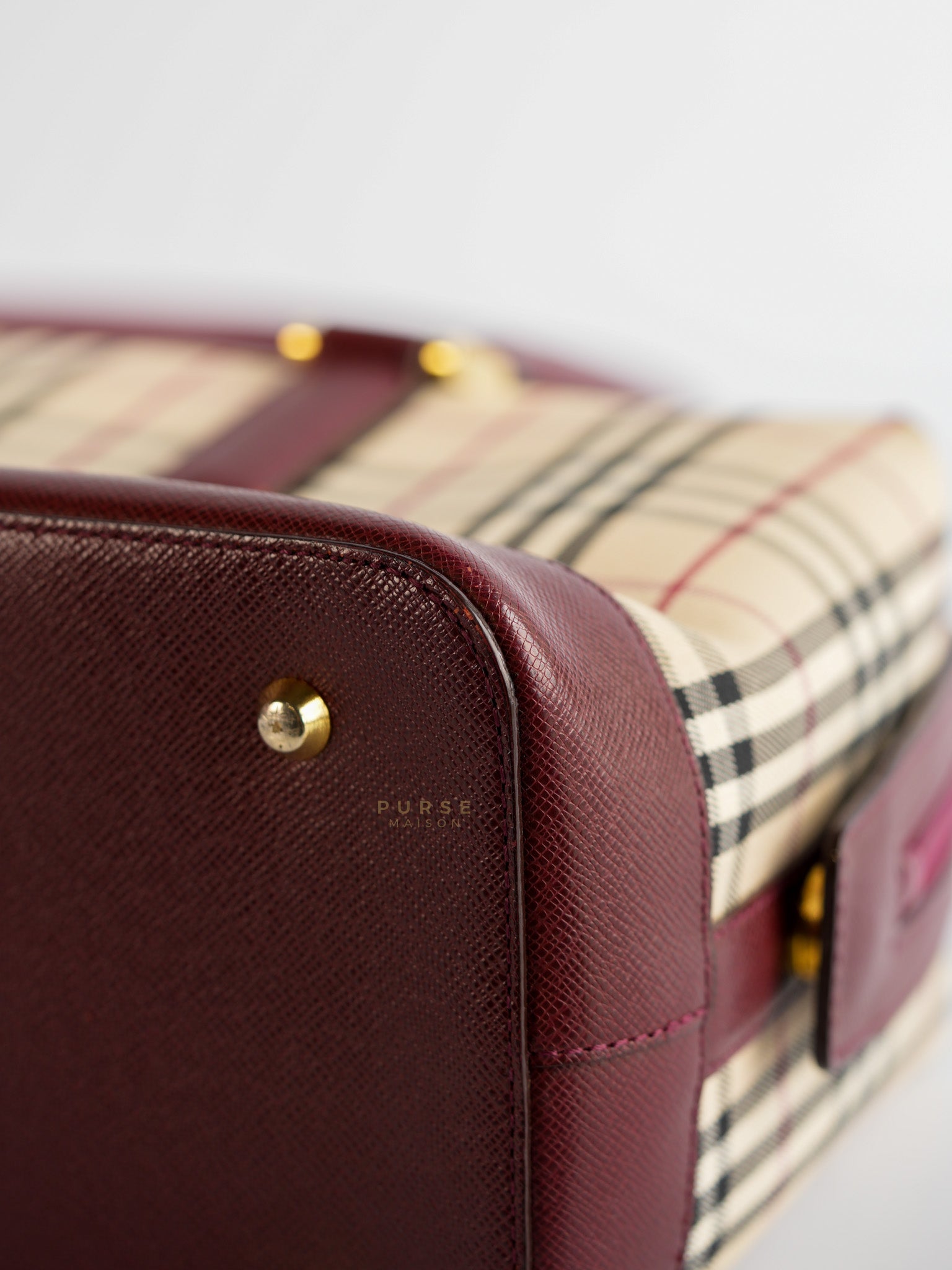 Nova Check Nylon Shoulder Bag Beige Checkered | Purse Maison Luxury Bags Shop