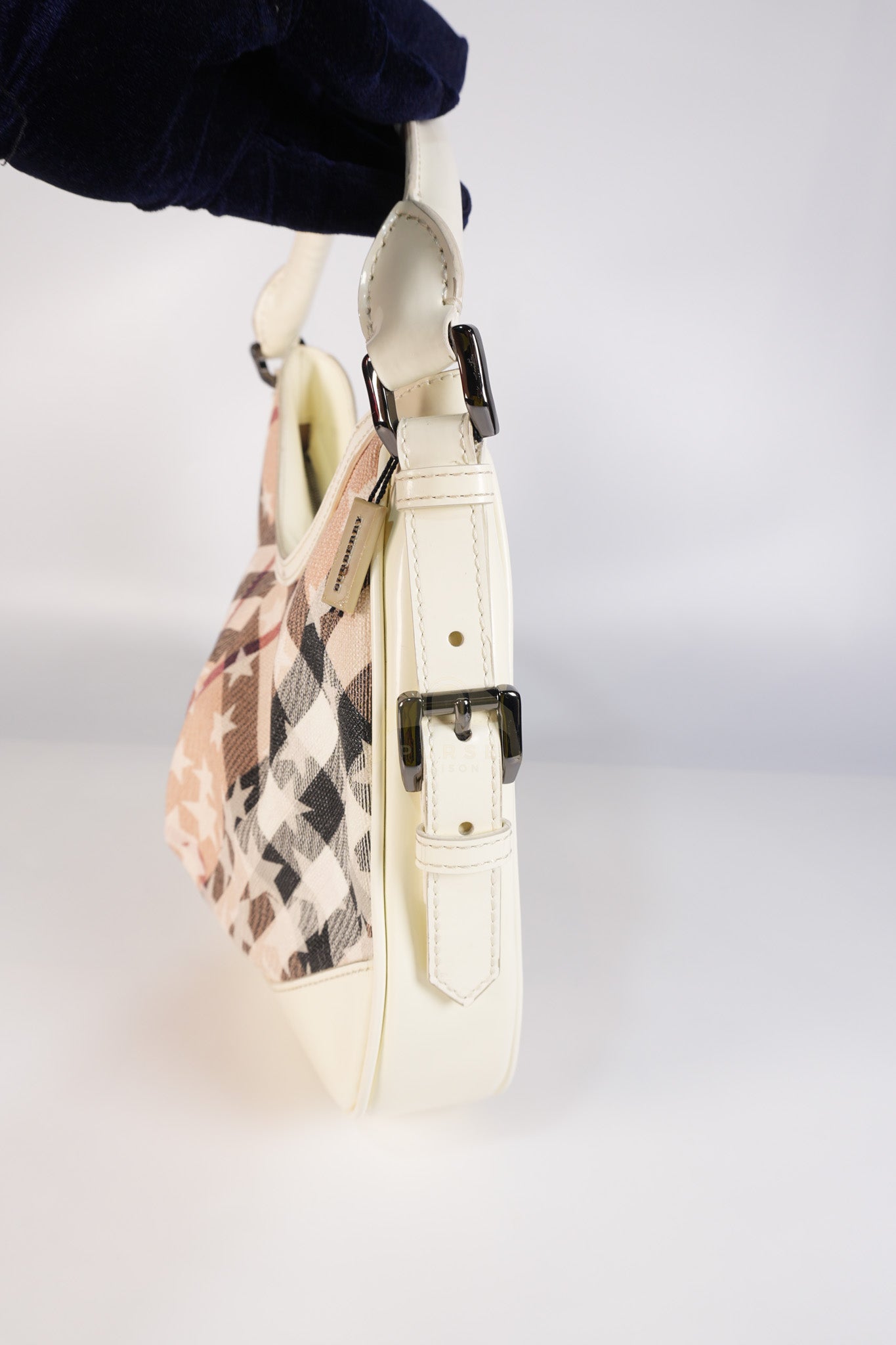Nova Stars Printed Coated in White Patent Leather Shoulder Bag | Purse Maison Luxury Bags Shop