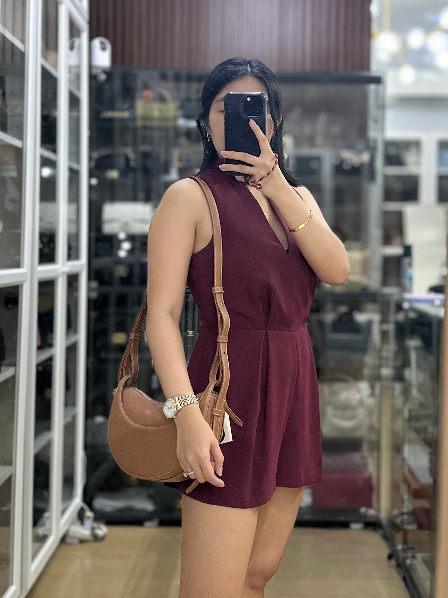 Polene Numero Dix Bag in Camel Grained Leather