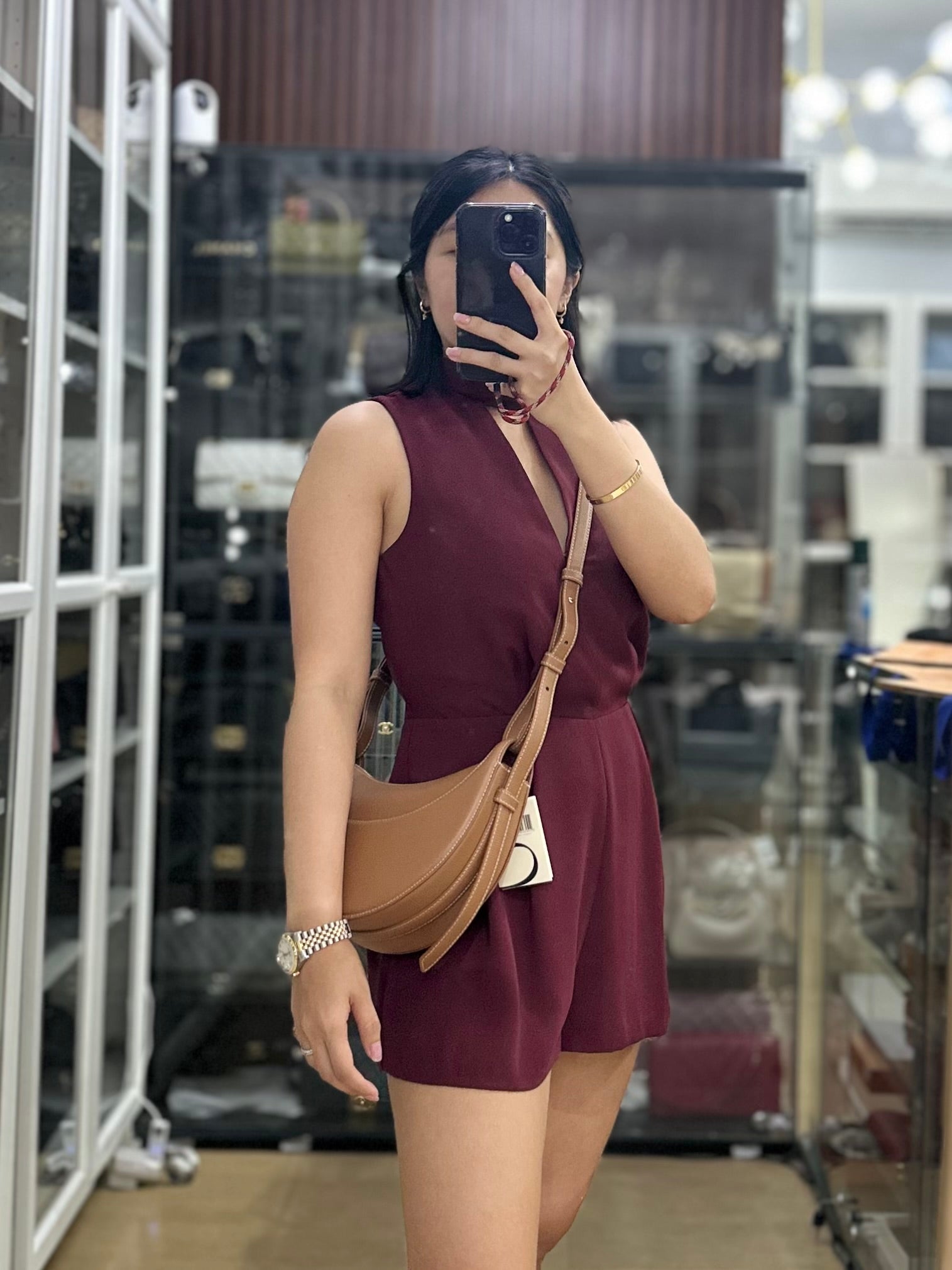 Polene Numero Dix Bag in Camel Grained Leather