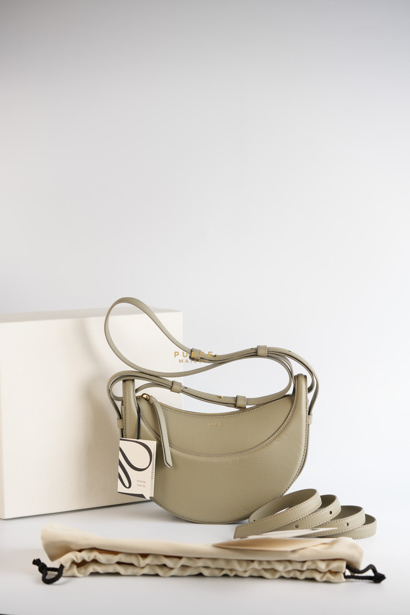 Numero Dix Taupe Textured Leather | Purse Maison Luxury Bags Shop