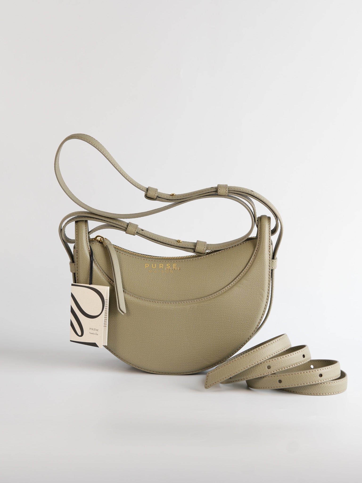 Numero Dix Taupe Textured Leather | Purse Maison Luxury Bags Shop