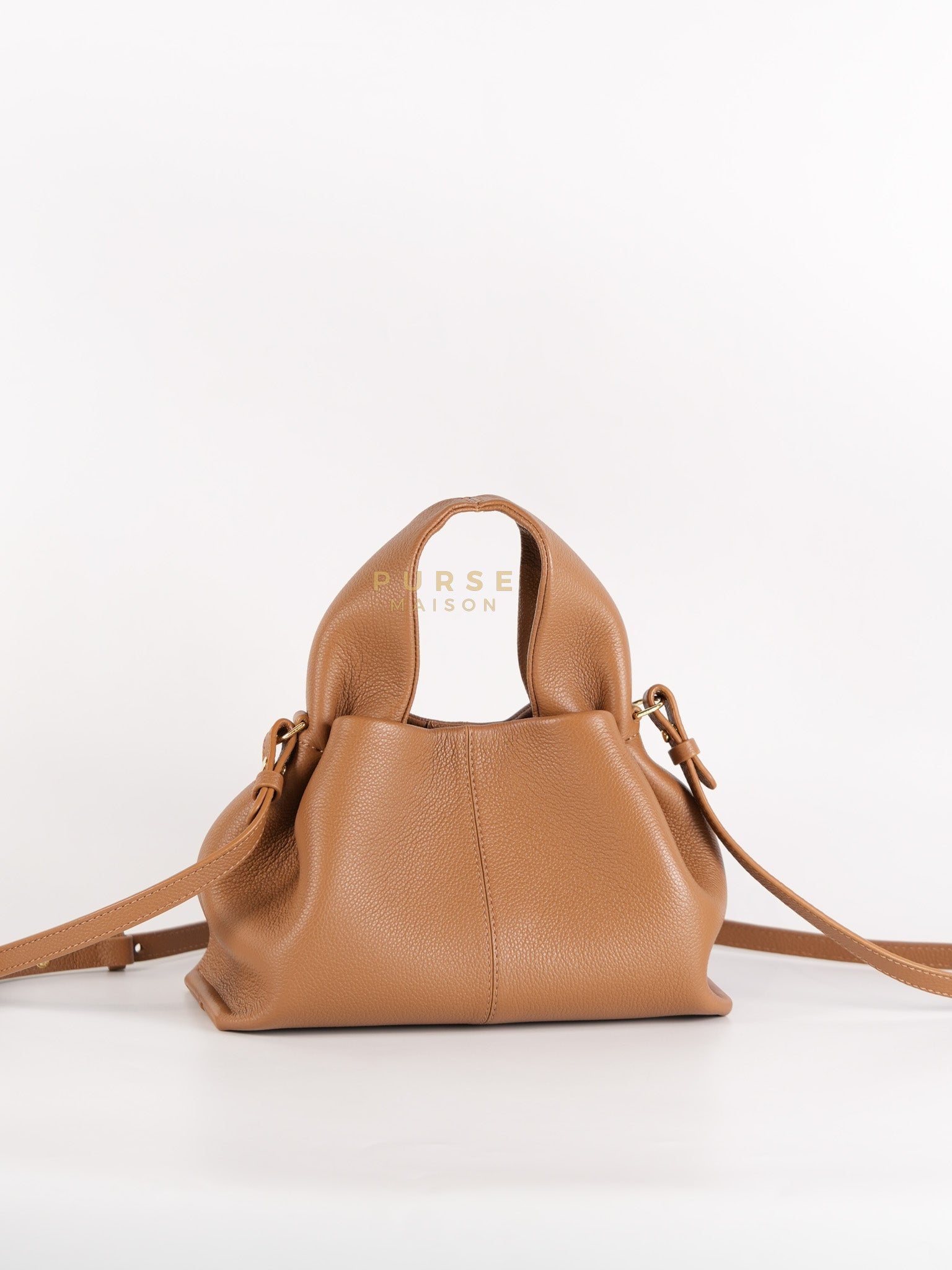 Numero Mini Bag in Caramel Calfskin Leather & Gold Hardware | Purse Maison Luxury Bags Shop