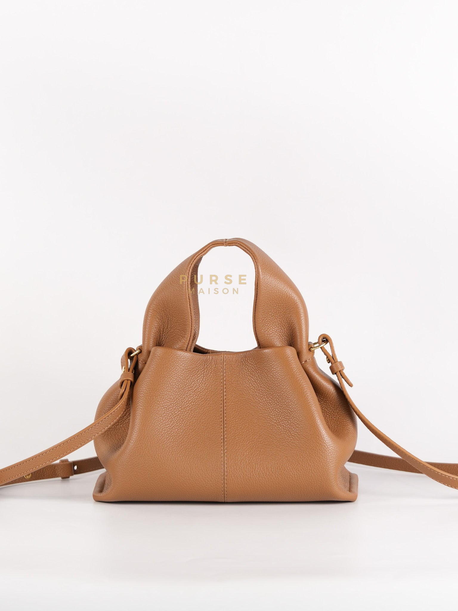 Numero Mini Bag in Caramel Calfskin Leather & Gold Hardware | Purse Maison Luxury Bags Shop