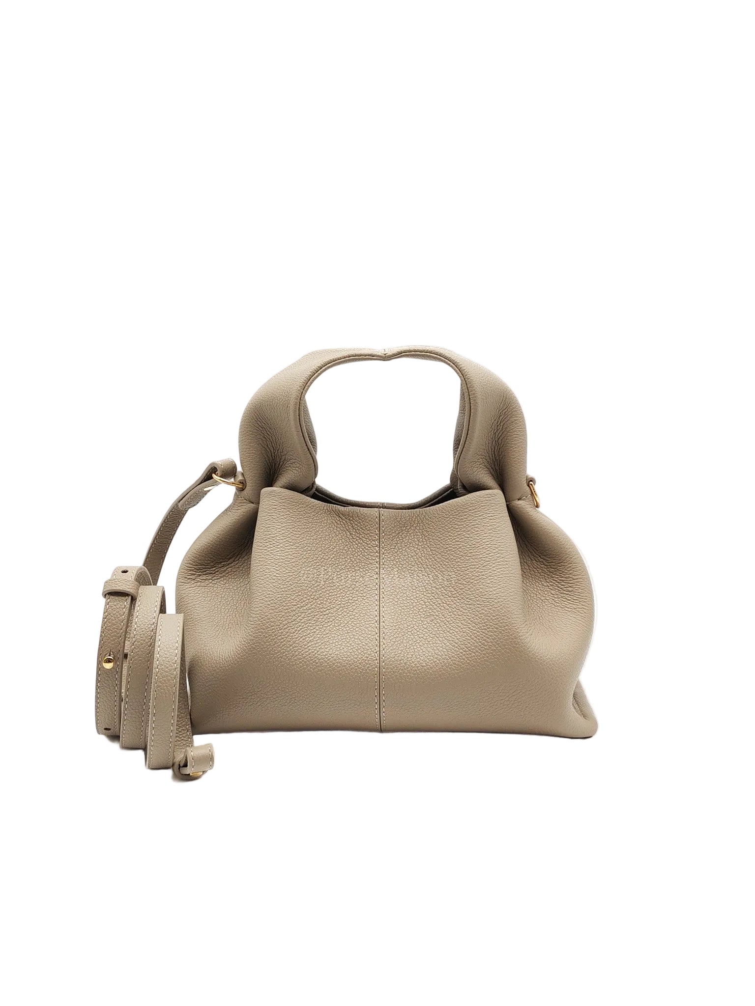 Numero Neuf Mini Bag in Taupe Grained Calfskin Leather & Light Gold Hardware | Purse Maison Luxury Bags Shop