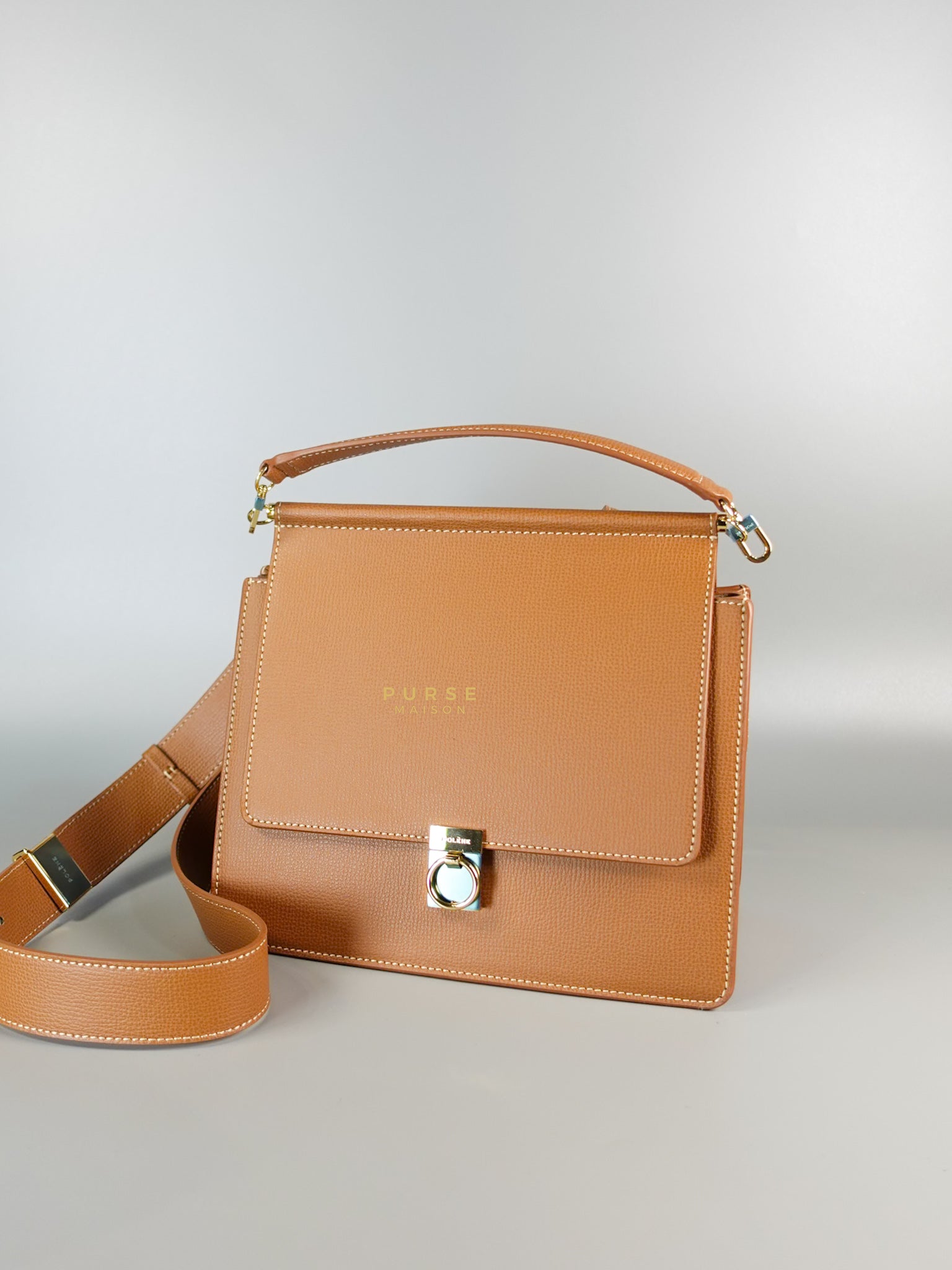 Numero Sept in Camel Graine Leather Bag | Purse Maison Luxury Bags Shop