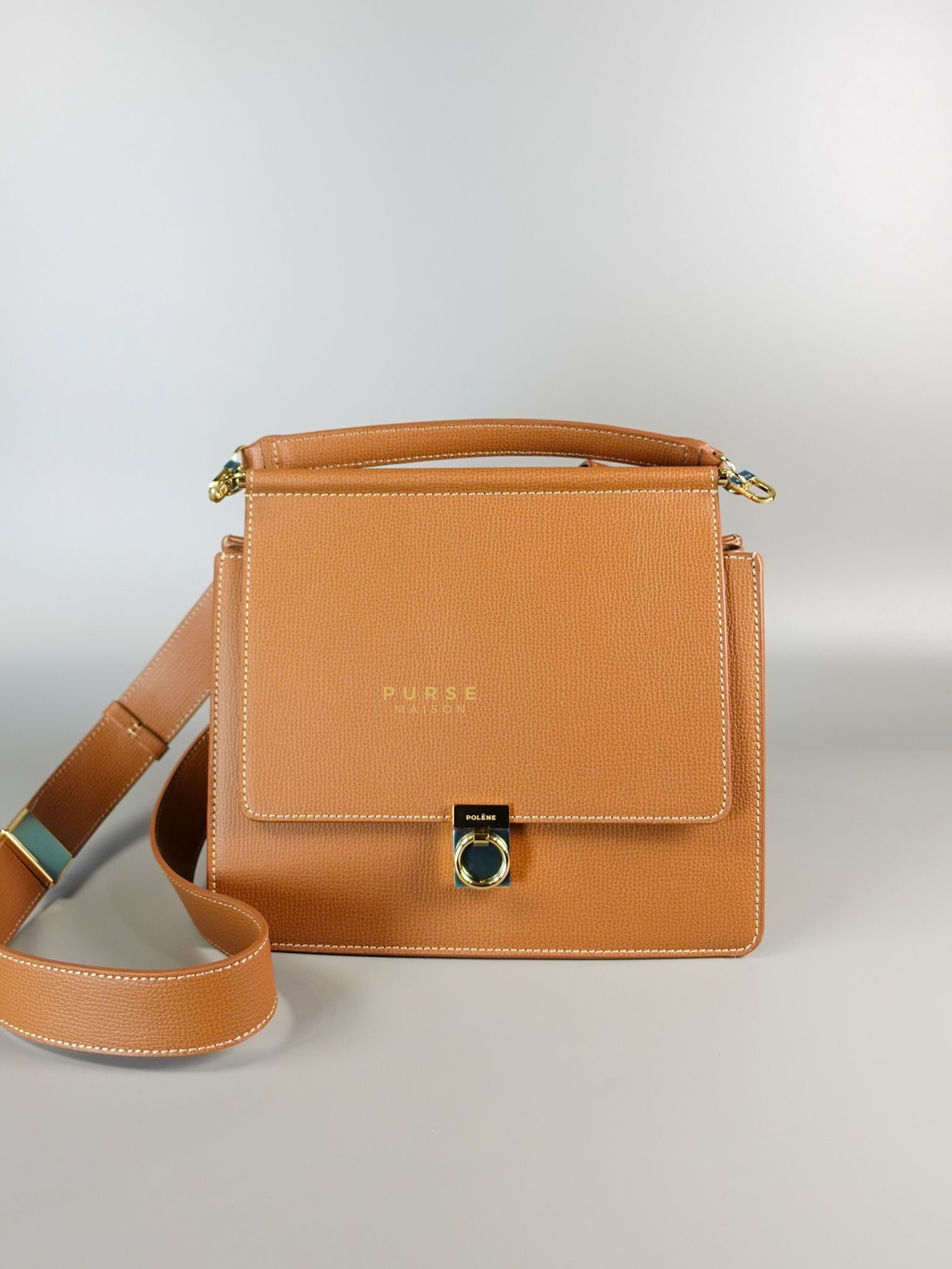 Numero Sept in Camel Graine Leather Bag | Purse Maison Luxury Bags Shop