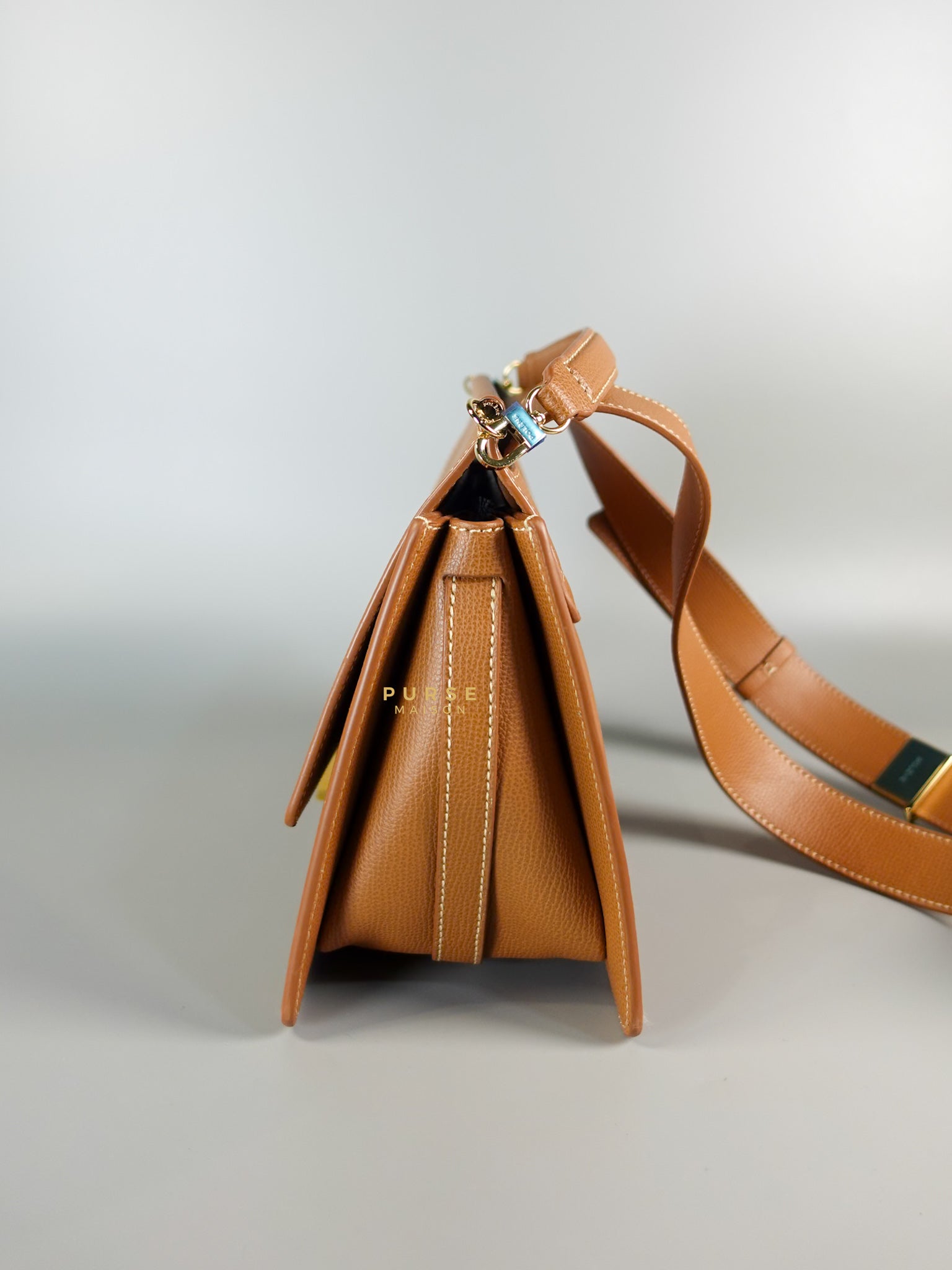 Numero Sept in Camel Graine Leather Bag | Purse Maison Luxury Bags Shop