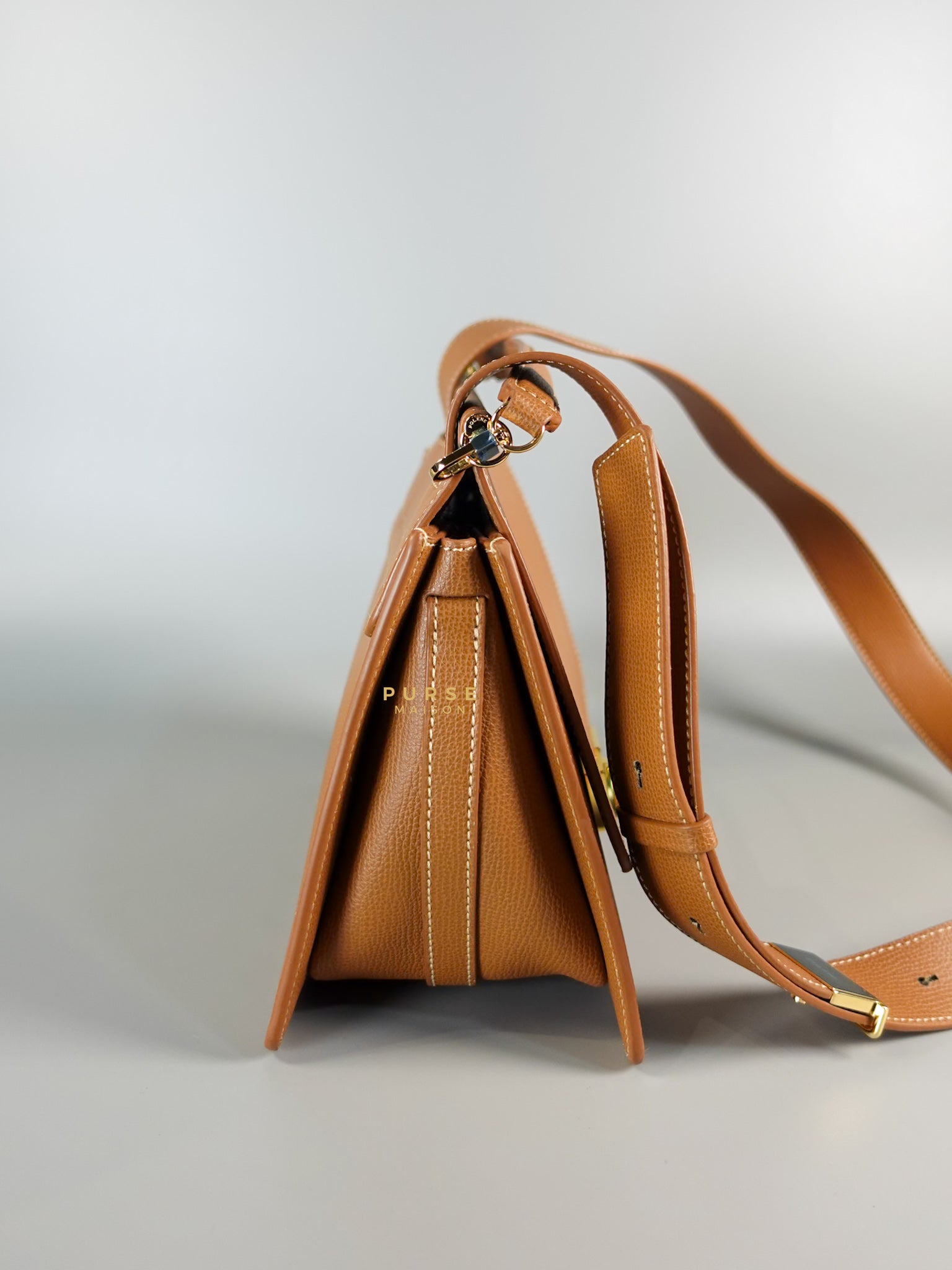 Numero Sept in Camel Graine Leather Bag | Purse Maison Luxury Bags Shop