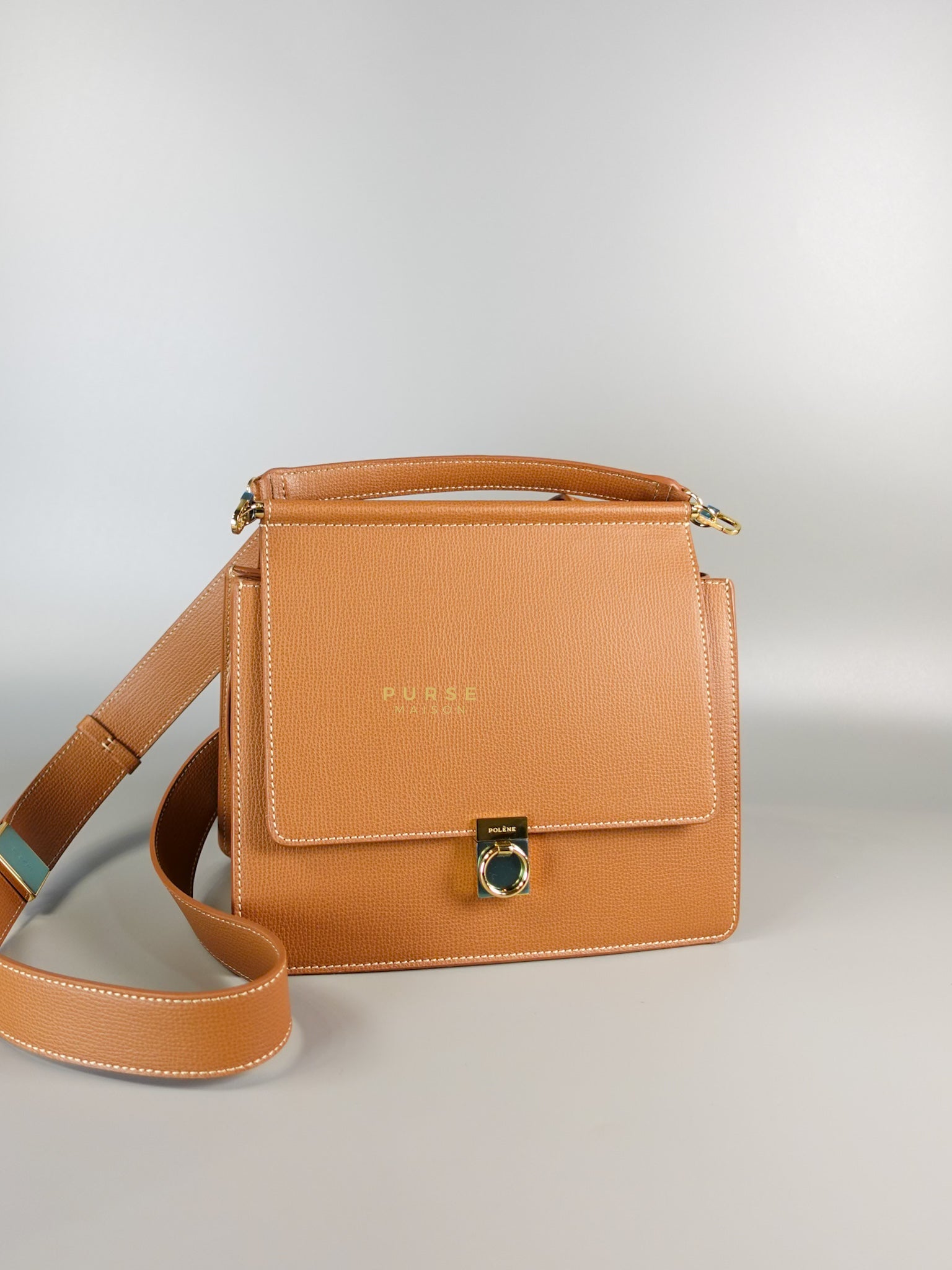 Numero Sept in Camel Graine Leather Bag | Purse Maison Luxury Bags Shop