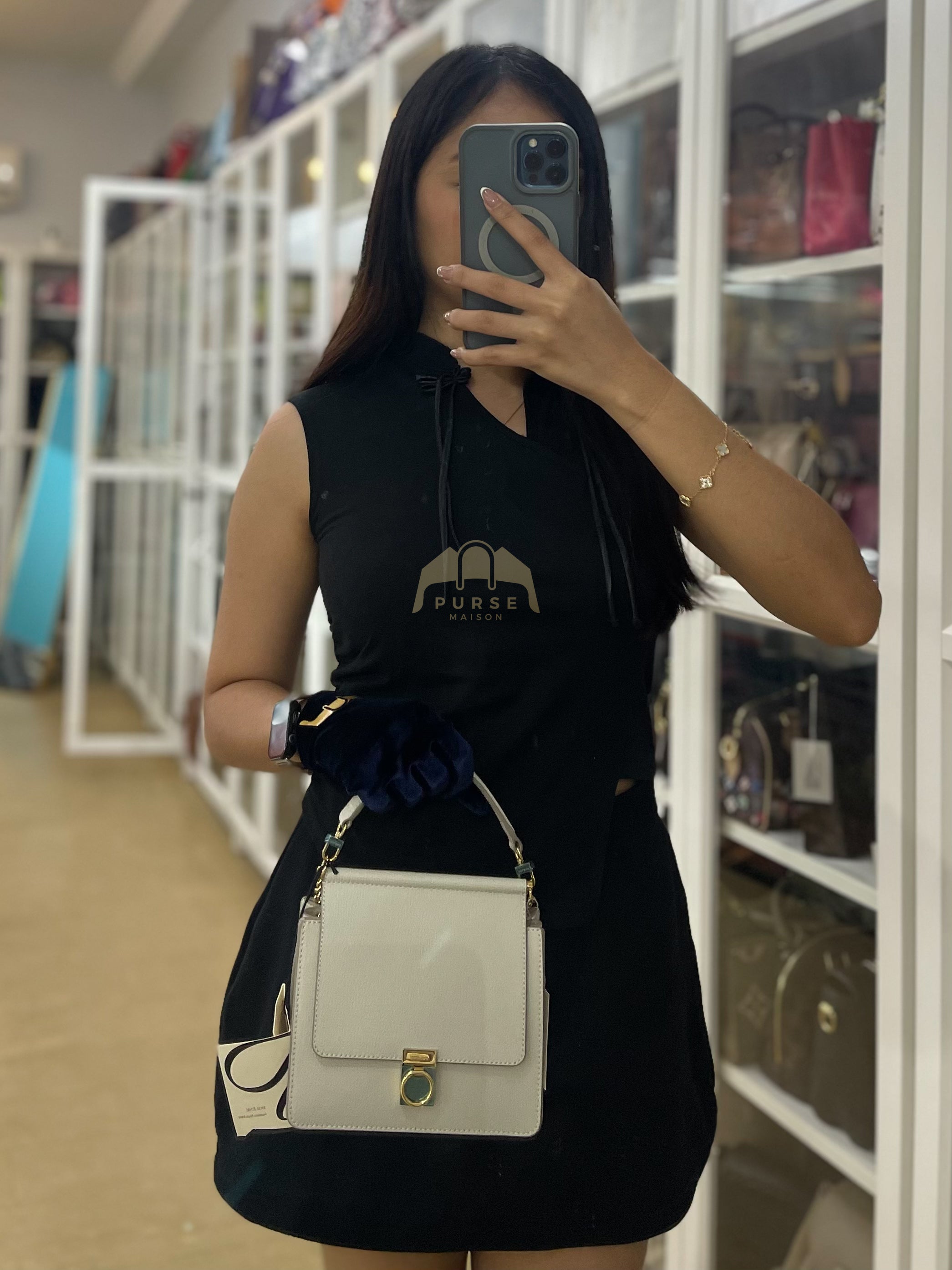 Numero Sept Mini in Craie Grane Leather | Purse Maison Luxury Bags Shop