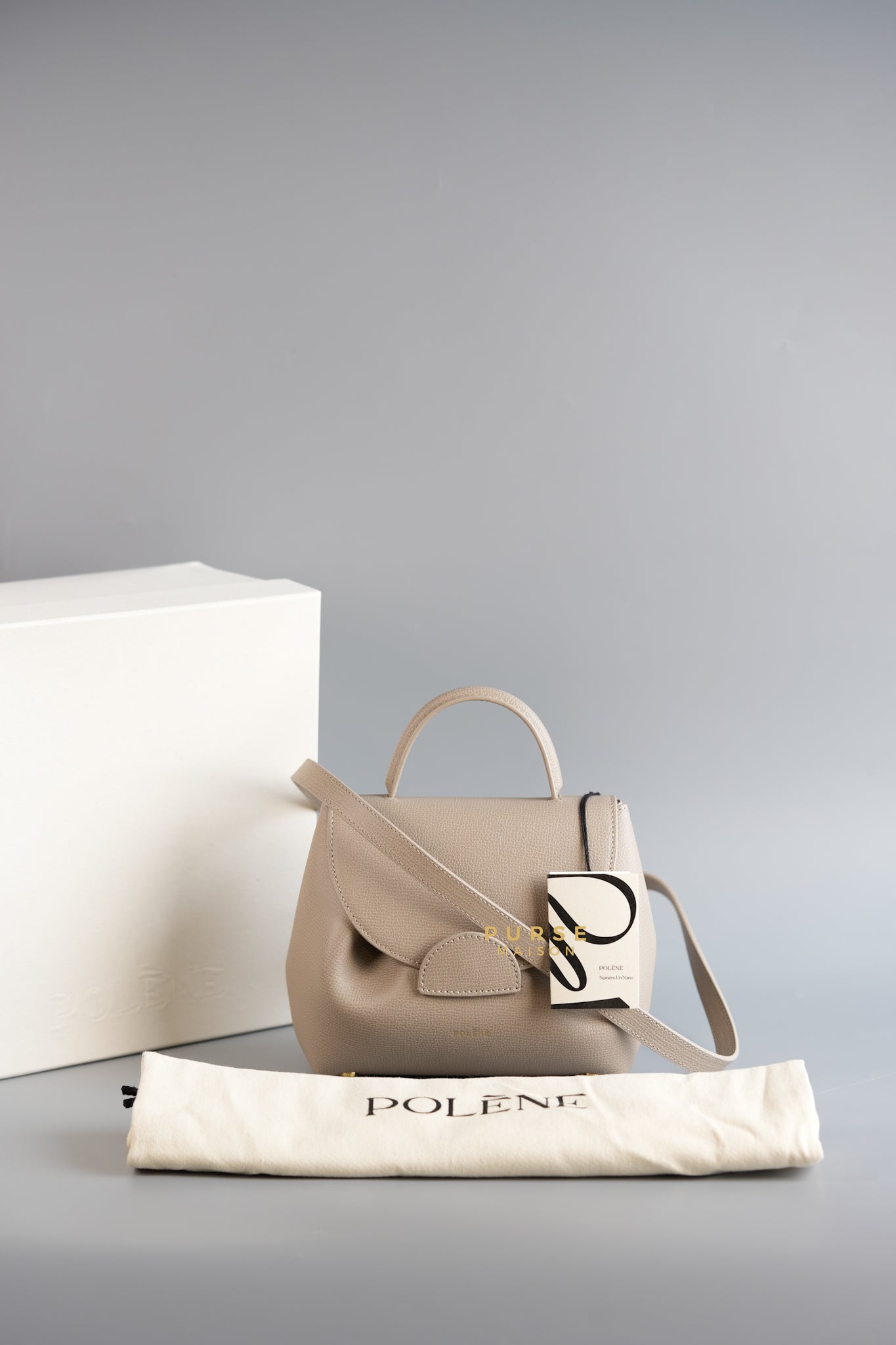 Numero Un Nano in Taupe Graine Leather Bag | Purse Maison Luxury Bags Shop