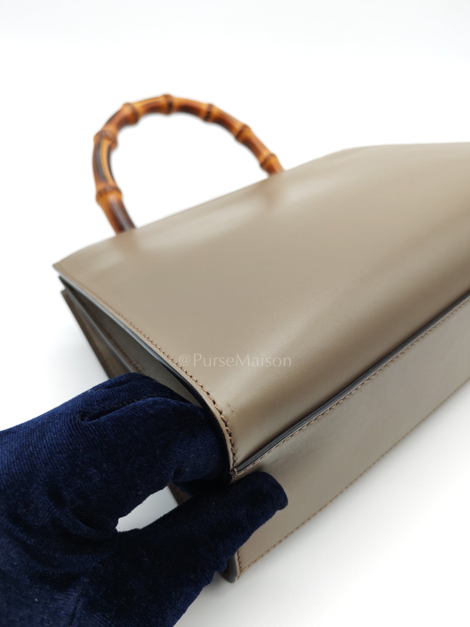 Nymphaea Small in Light Khaki Smooth Calfskin Leather Shoulder Bag | Purse Maison Luxury Bags Shop