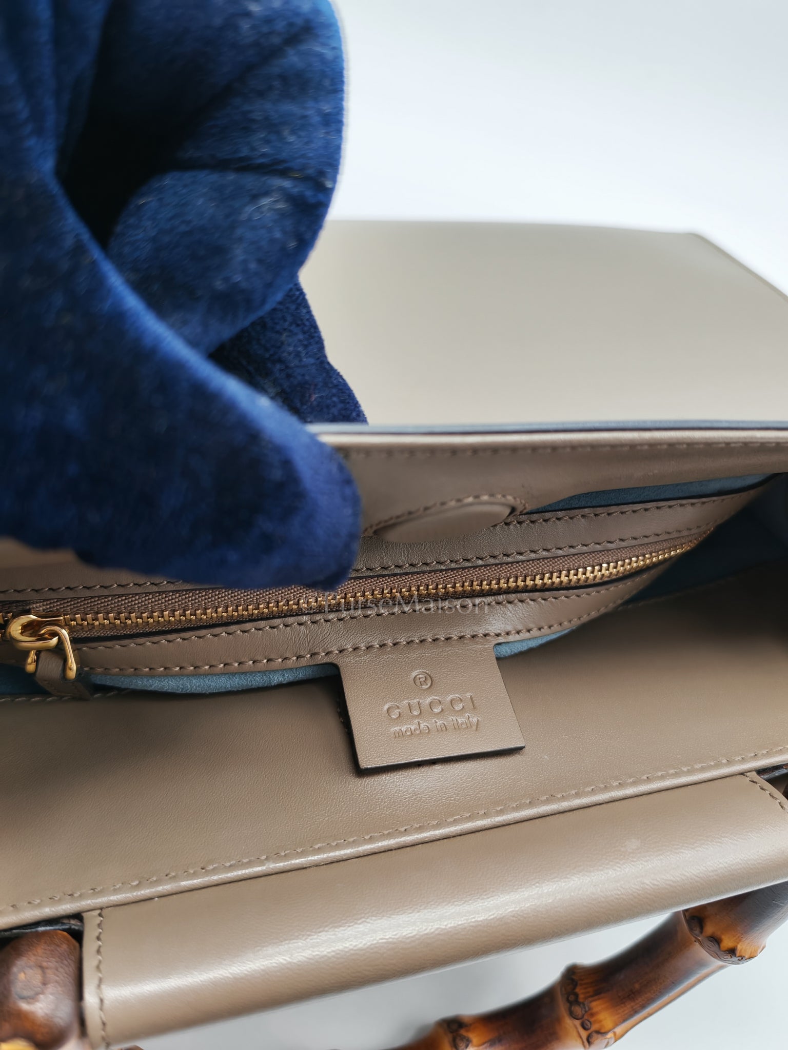 Nymphaea Small in Light Khaki Smooth Calfskin Leather Shoulder Bag | Purse Maison Luxury Bags Shop