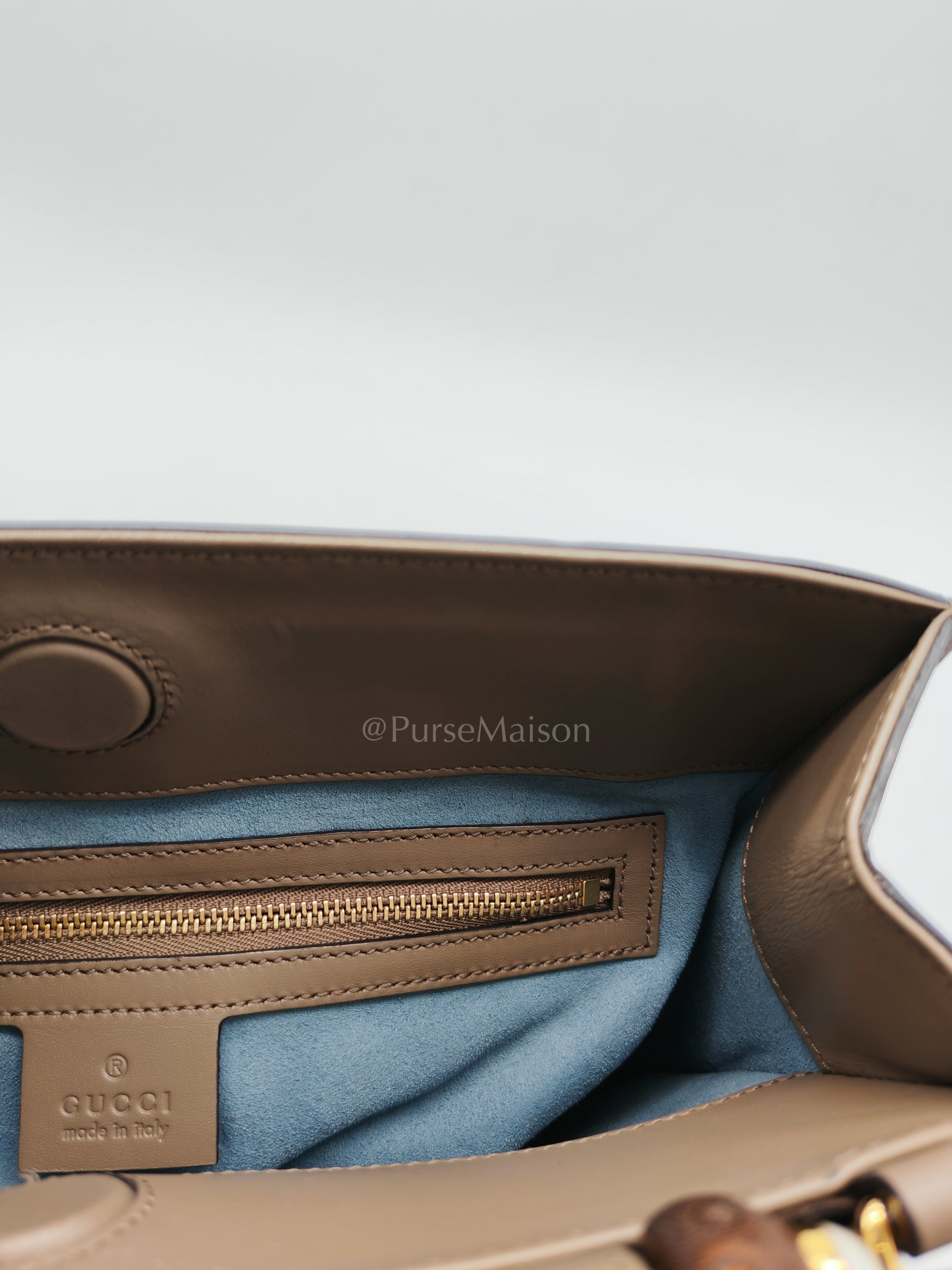 Nymphaea Small in Light Khaki Smooth Calfskin Leather Shoulder Bag | Purse Maison Luxury Bags Shop