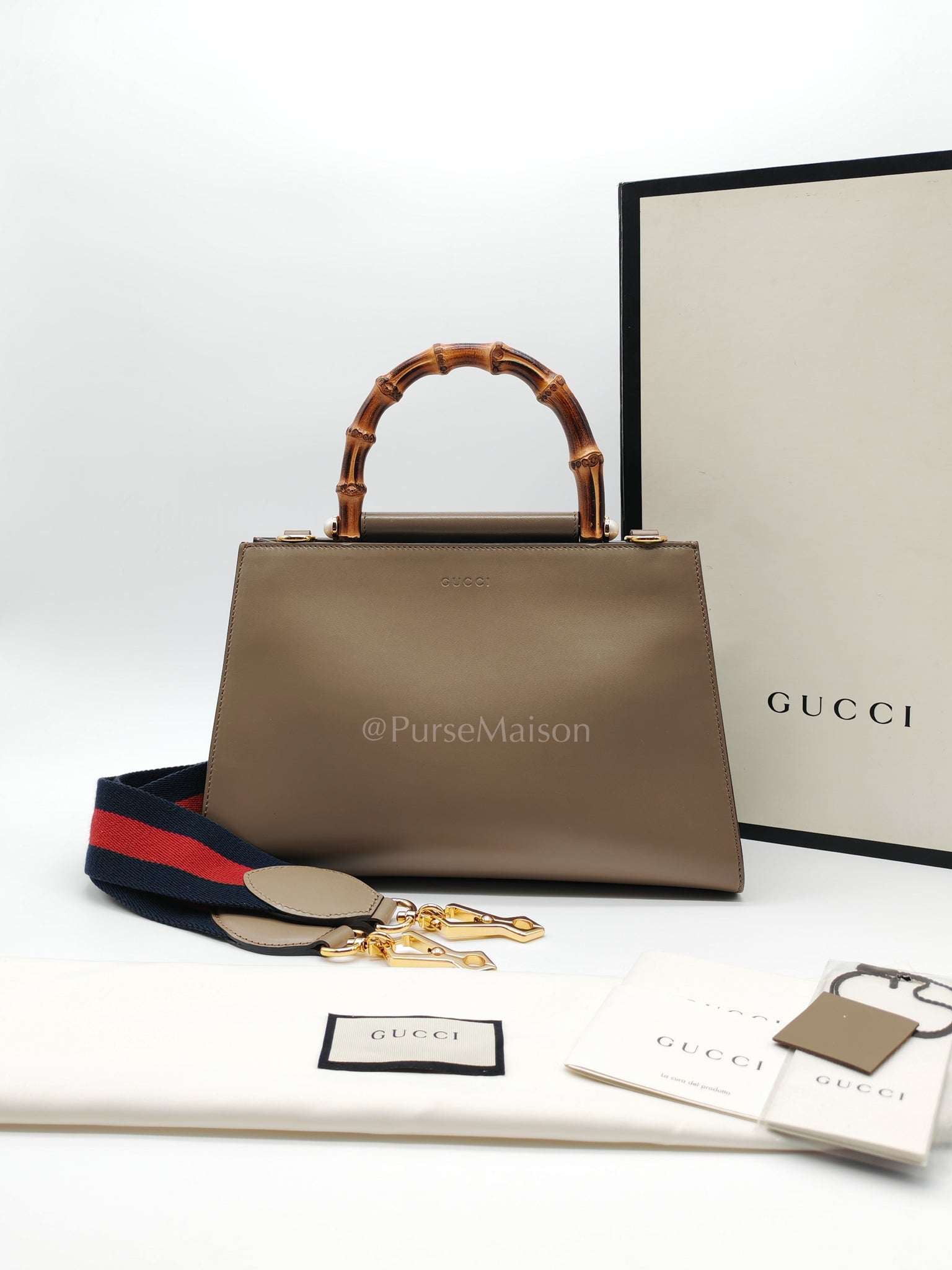 Nymphaea Small in Light Khaki Smooth Calfskin Leather Shoulder Bag | Purse Maison Luxury Bags Shop