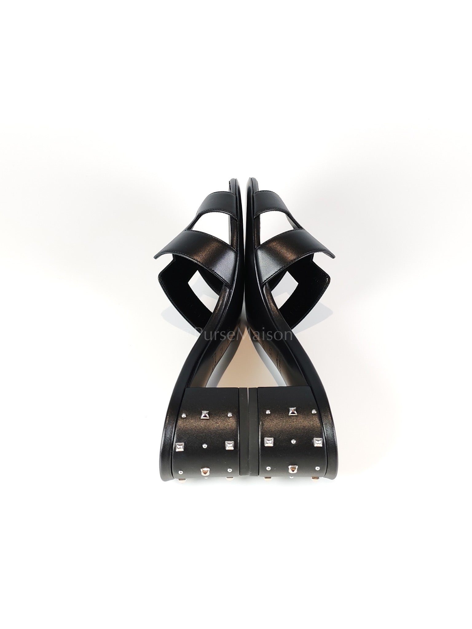 Oasis Black in Swift Leather and Studded Heels Size 37.5 EU (24.5 CM) | Purse Maison Luxury Bags Shop