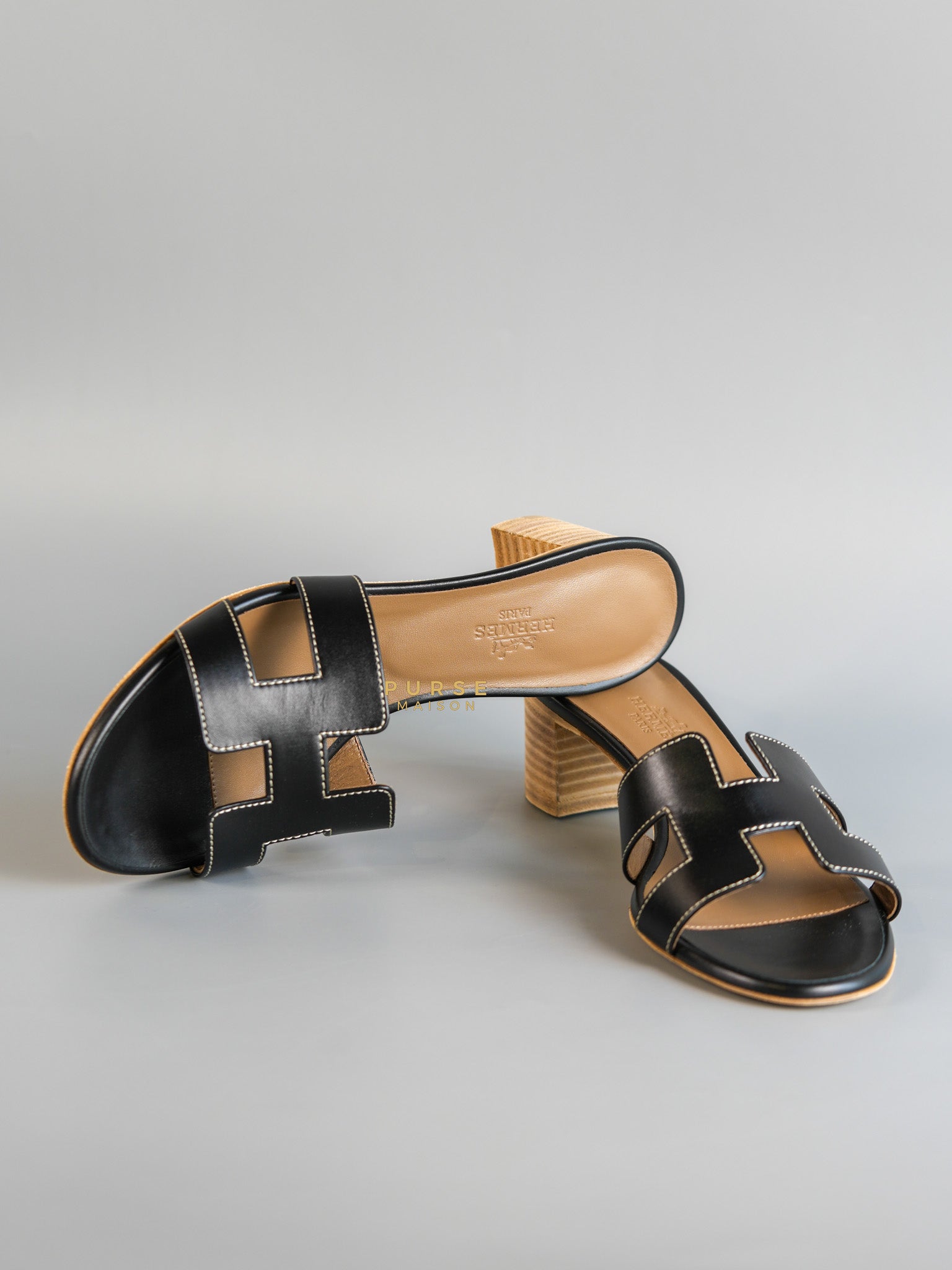 Oasis Black Leather Sandal Size 37 | Purse Maison Luxury Bags Shop