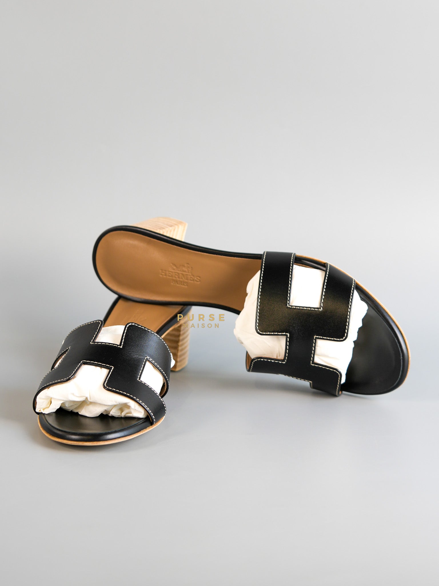 Oasis Black Leather Sandal Size 37 | Purse Maison Luxury Bags Shop