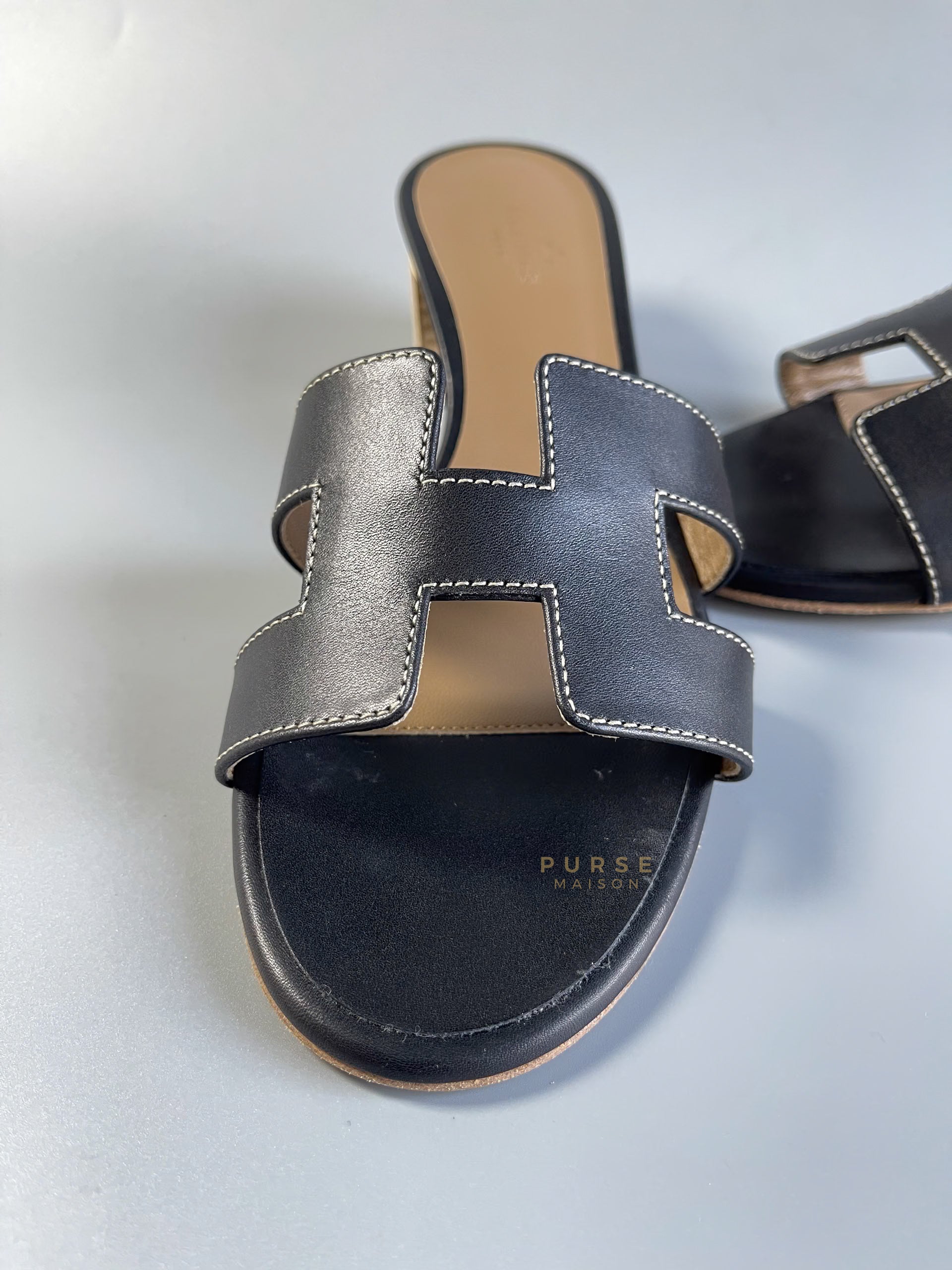 Oasis Black Sandals Size 38 EU (24 cm) | Purse Maison Luxury Bags Shop