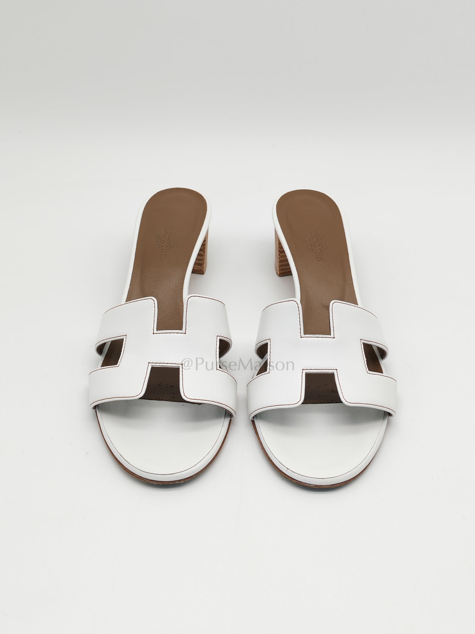 Oasis in White Swift Leather Sandals Size 37.5EU (24.5CM) | Purse Maison Luxury Bags Shop