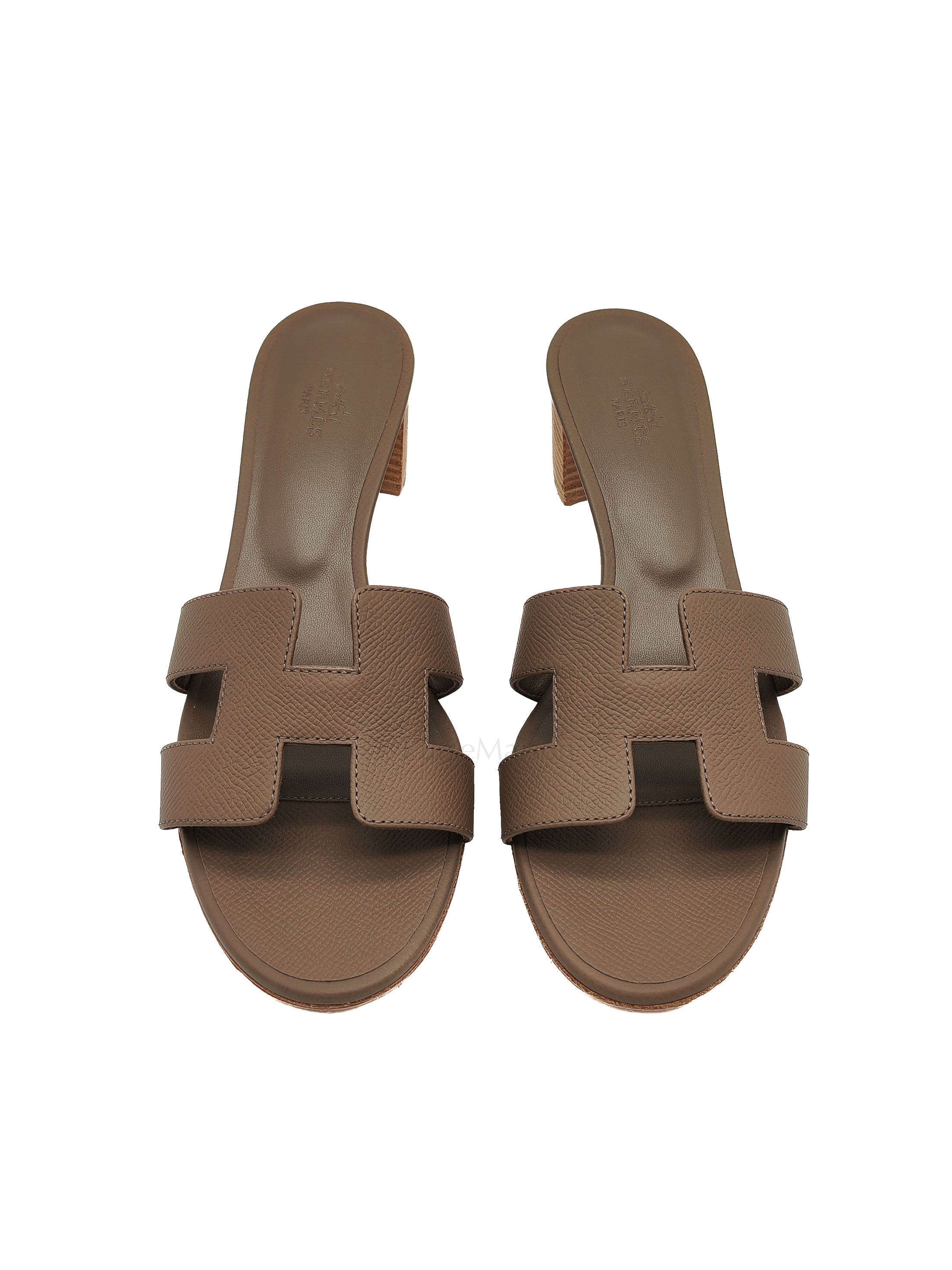 Oasis Sandals in Etoupe Epsom Leather Size 38(24.5cm) | Purse Maison Luxury Bags Shop