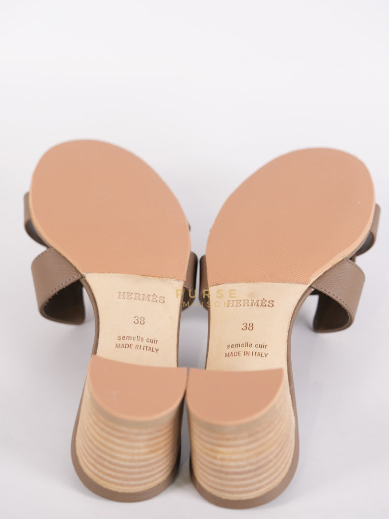 Oasis Sandals in Etoupe Leather Size 38(24.5cm) | Purse Maison Luxury Bags Shop