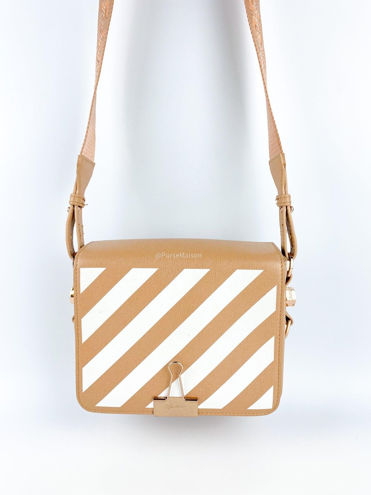 Off-White Diagonal Binder Clip Bag (Beige)