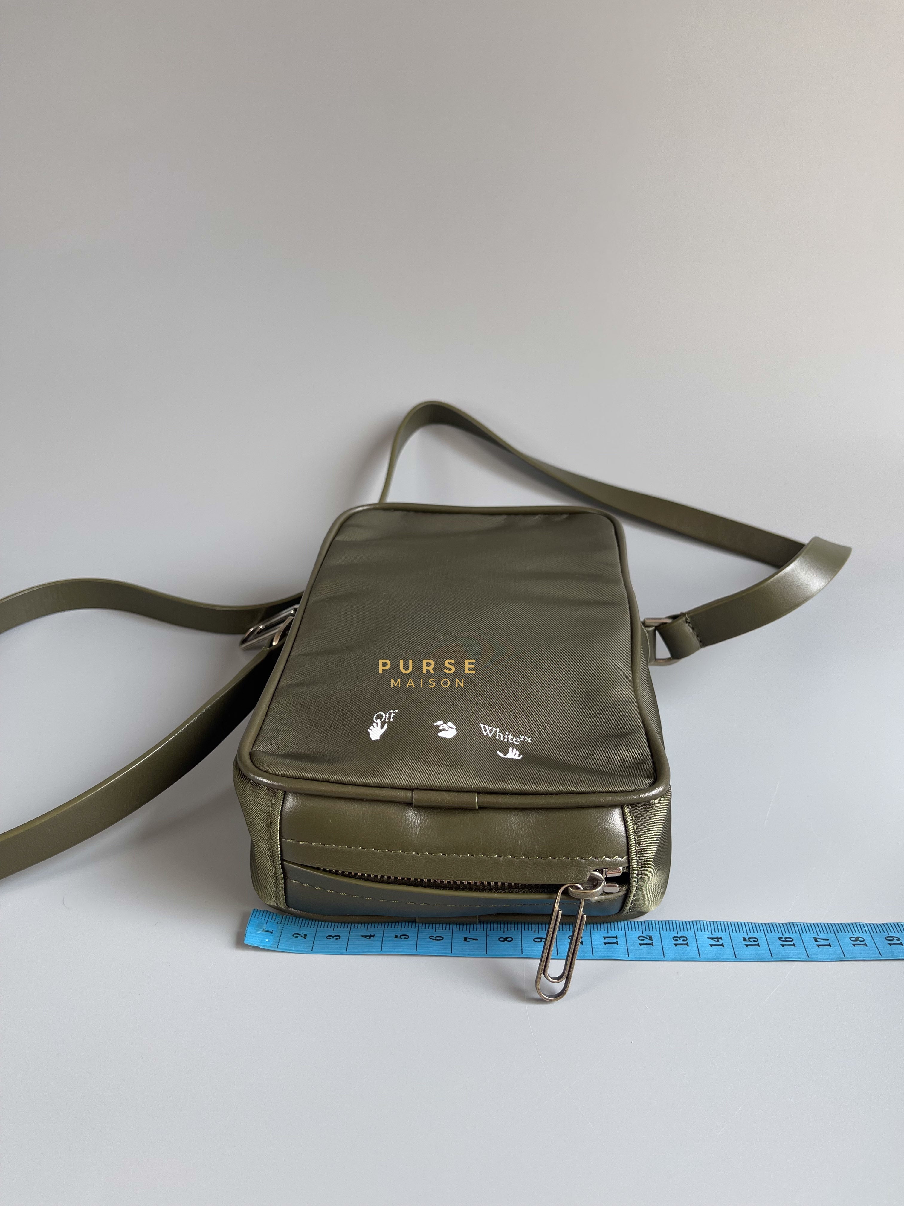 Off-White Zip Around Logo Bag (Army Green) | Purse Maison Luxury Bags Shop