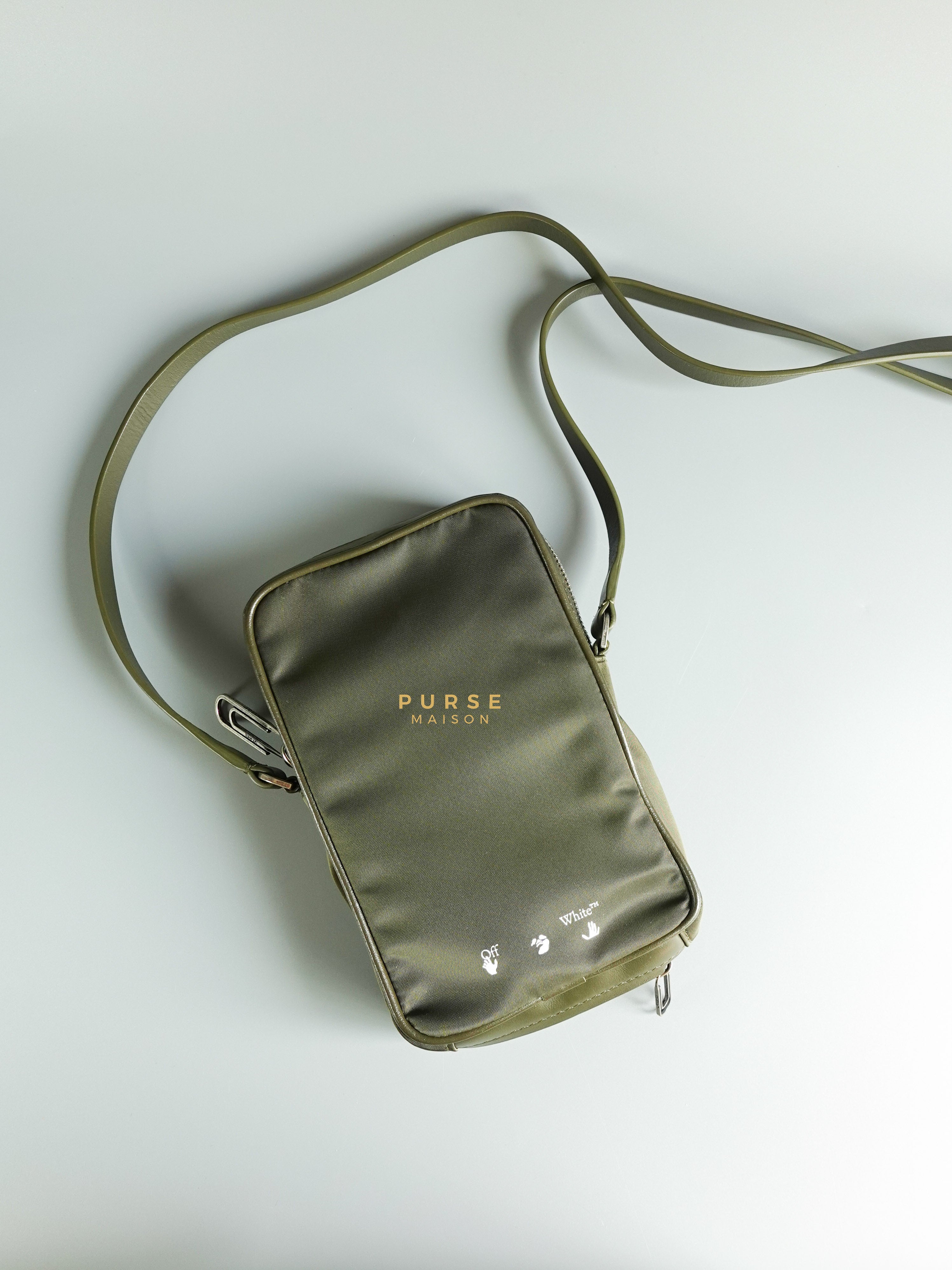 Off-White Zip Around Logo Bag (Army Green) | Purse Maison Luxury Bags Shop