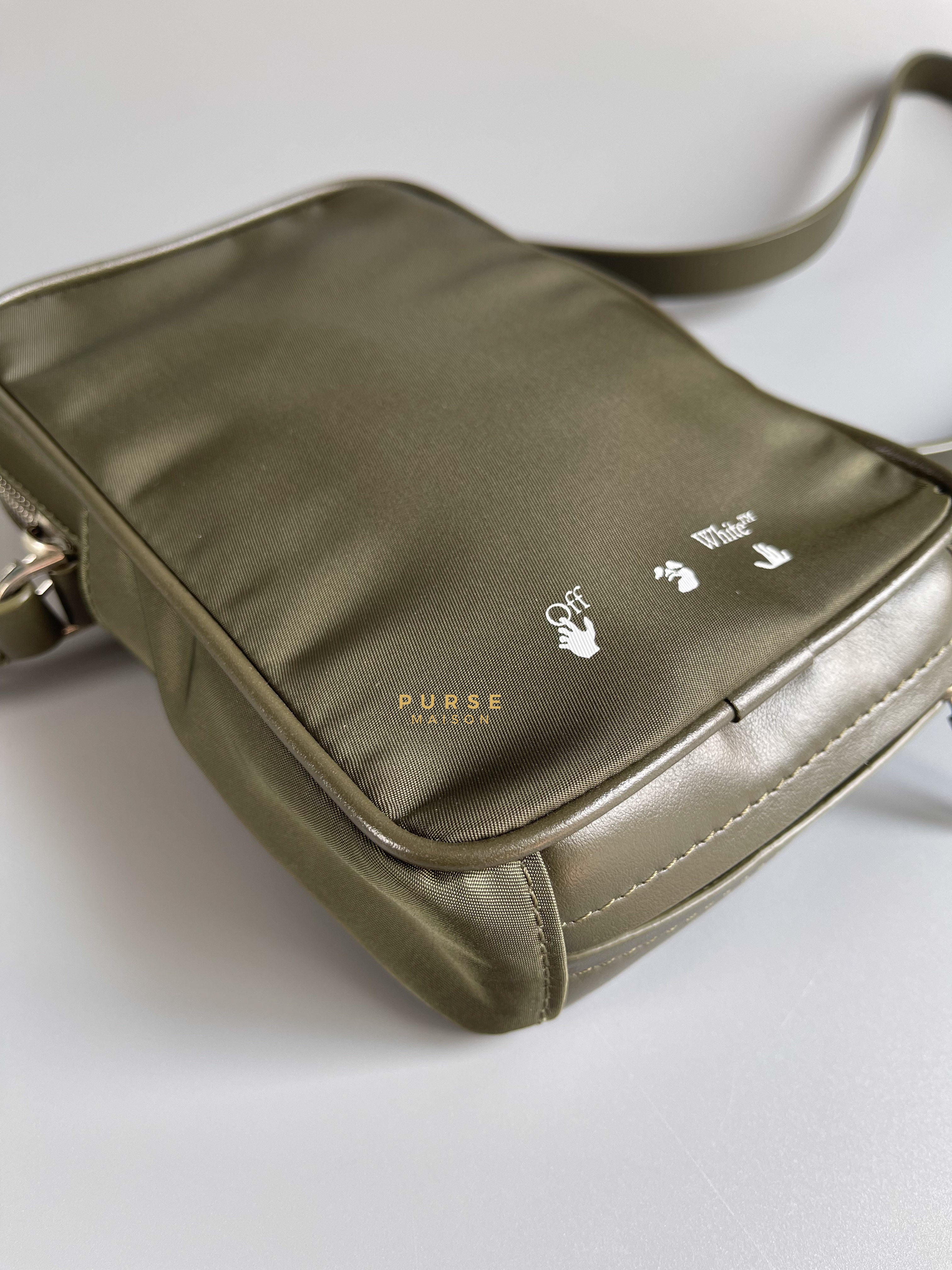 Off-White Zip Around Logo Bag (Army Green) | Purse Maison Luxury Bags Shop