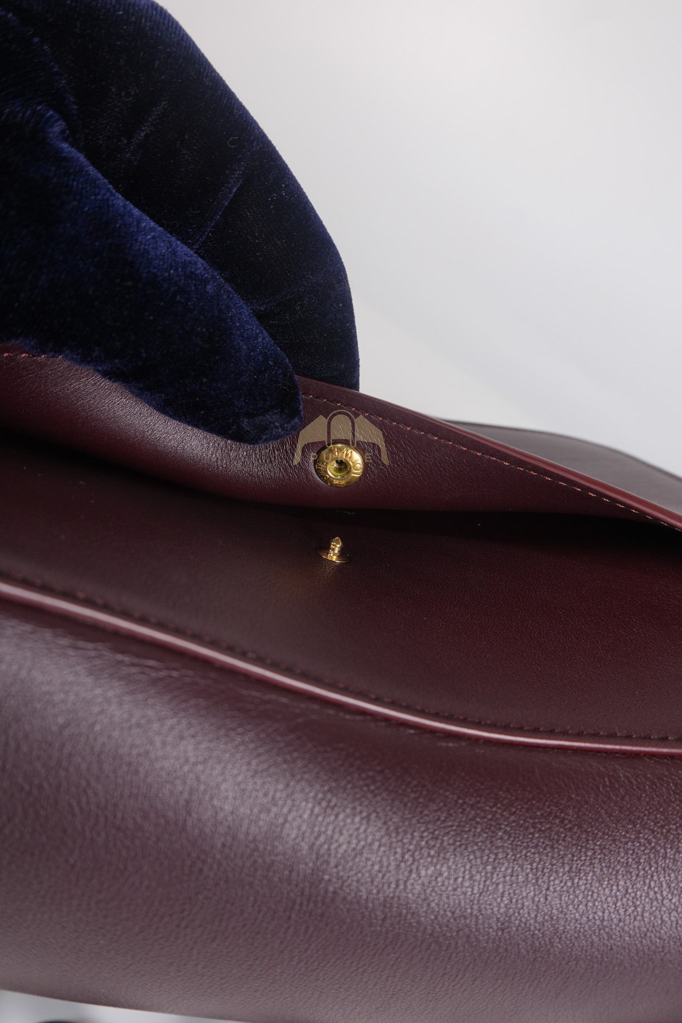 Ola Shoulder Bag Medium in Dark Burgundy Calfskin Leather & Gold Hardware | Purse Maison Luxury Bags Shop