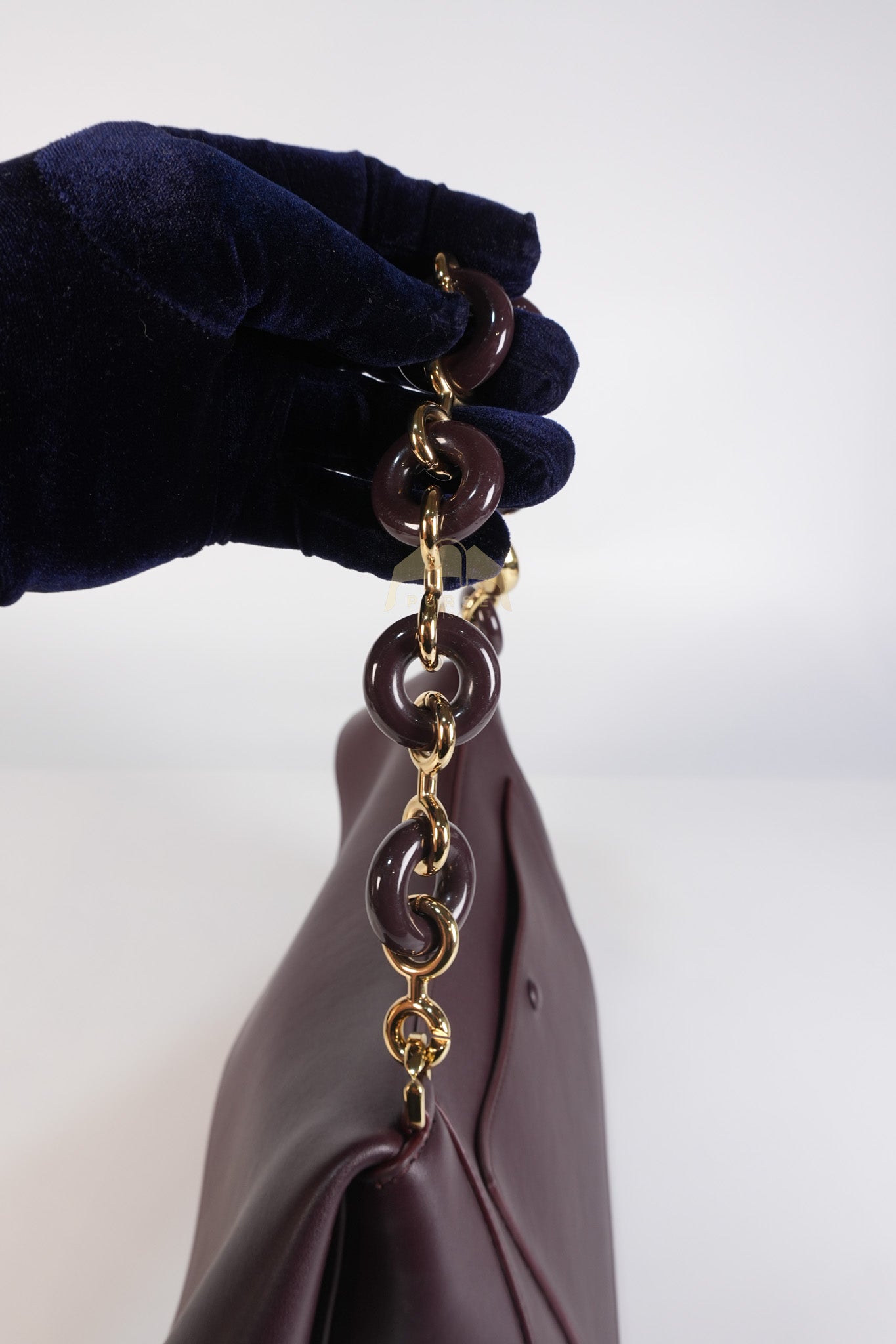 Ola Shoulder Bag Medium in Dark Burgundy Calfskin Leather & Gold Hardware | Purse Maison Luxury Bags Shop