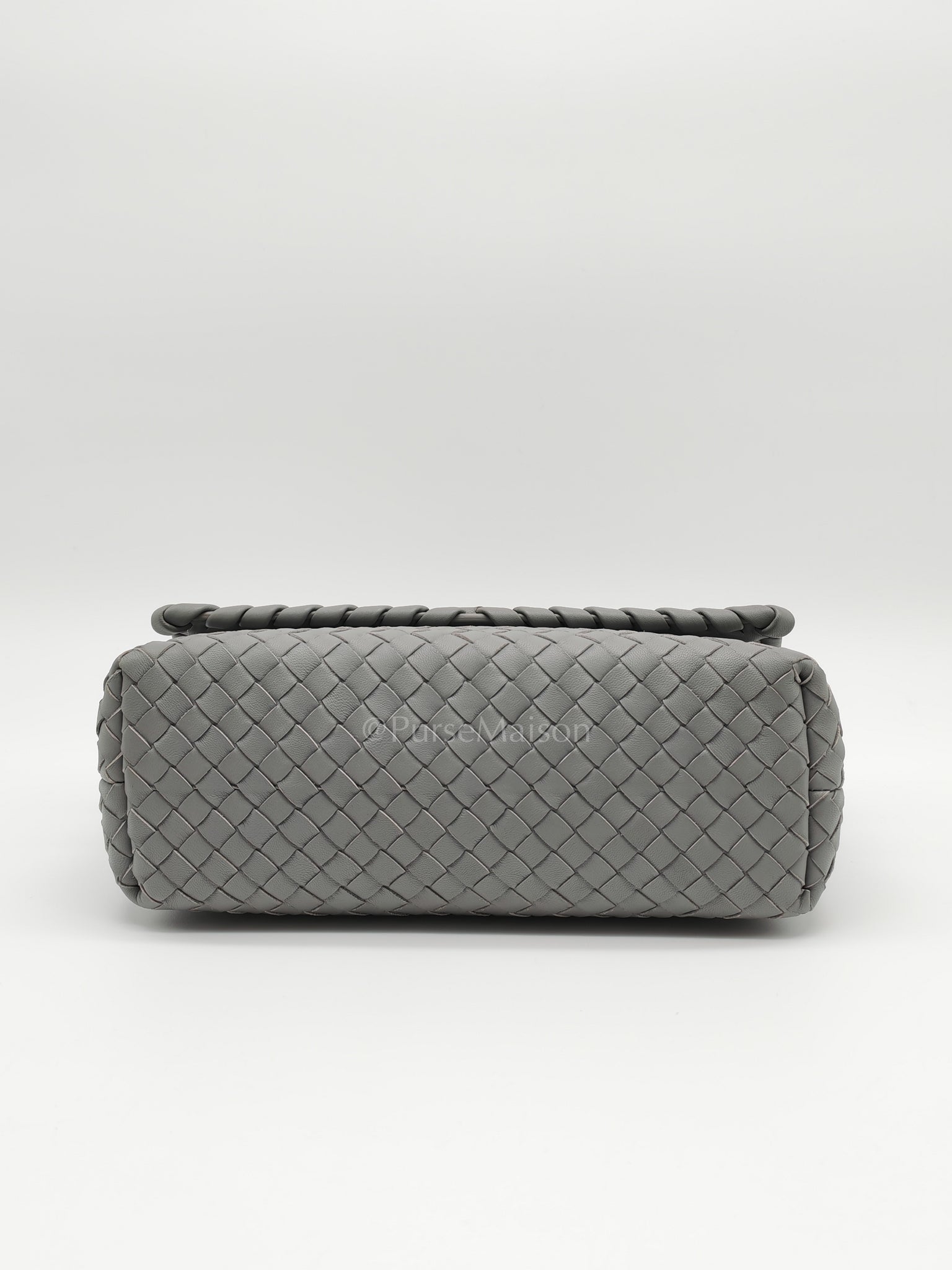 Olimpia Bag Small in Gray Intrecciato Nappa Leather & Gold Hardware | Purse Maison Luxury Bags Shop